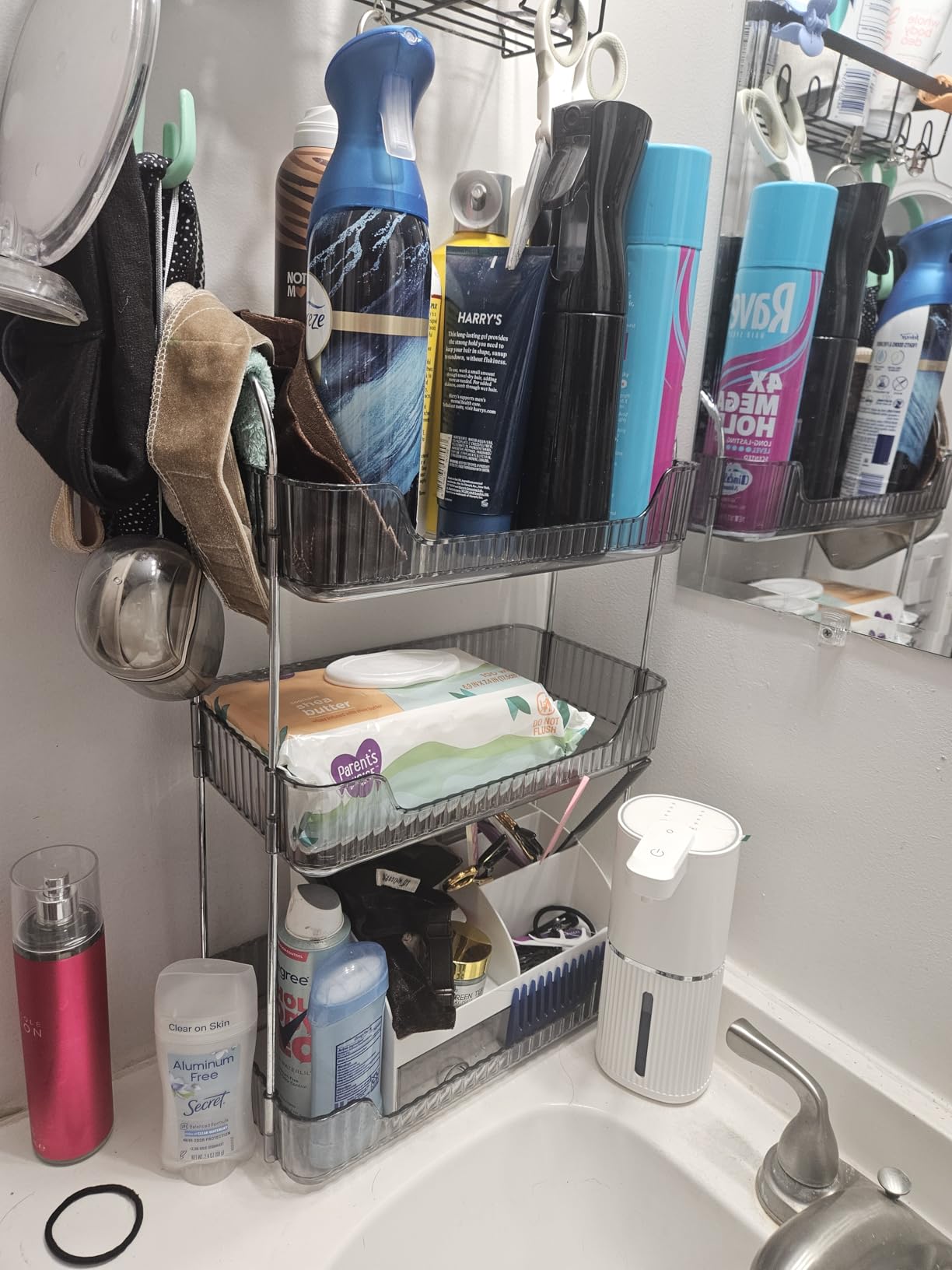 Akinbas 3 Tier Bathroom Organizer Countertop Makeup Perfume Tray Skincare Organizer for Bathroom Dresser Vanity (Grey) customer photo 2