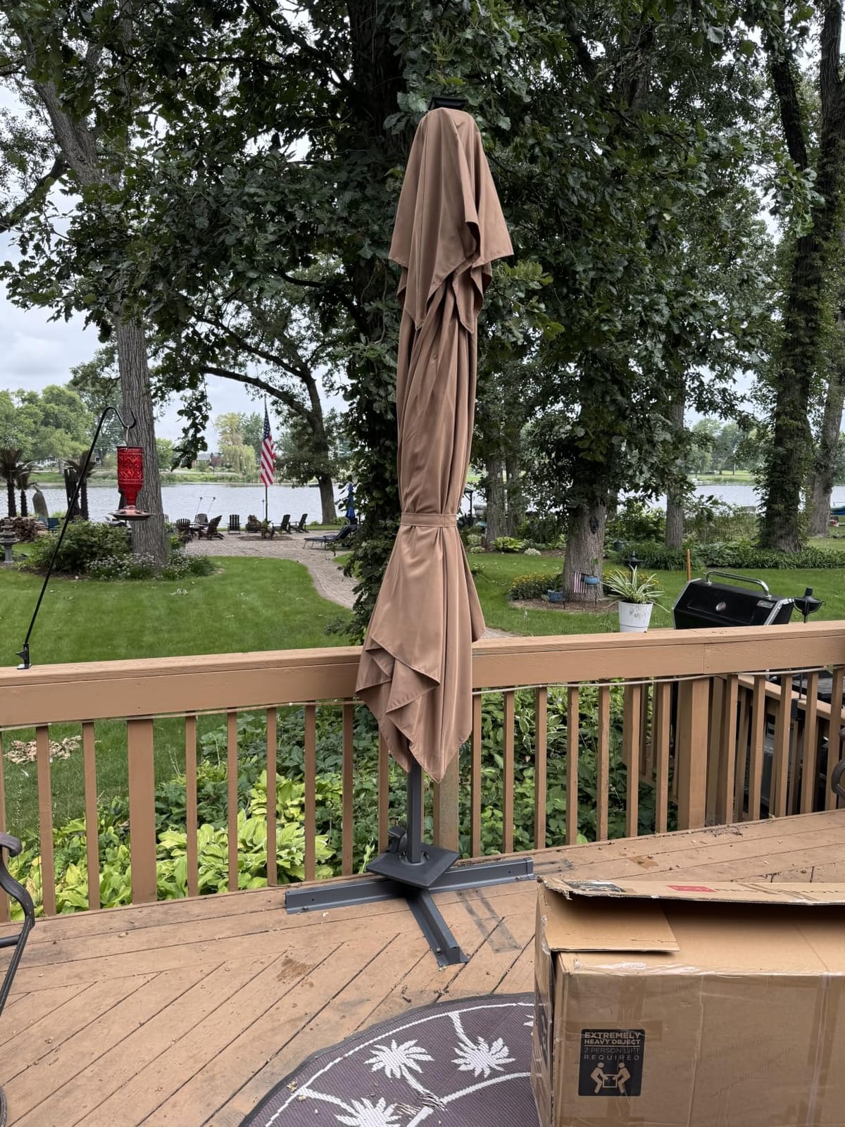 Best Choice Products 10x10ft Cantilever Patio Umbrella w/Base Included, Solar LED Lights 360 Rotation Large Offset Hanging Outdoor Shade for Deck Pool Backyard w/Stand – Deep Taupe customer photo 1