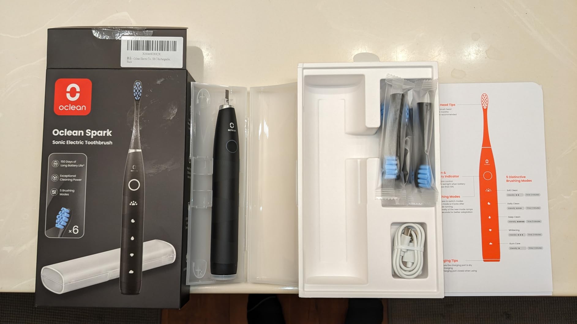Oclean Electric Toothbrush for Adults, 150 Days Battery Life Electric Toothbrush, USB Rechargeable Sonic Travel Toothbrush with 6 Brush Heads & Travel Case, 5 Modes and Smart Timer customer photo 1