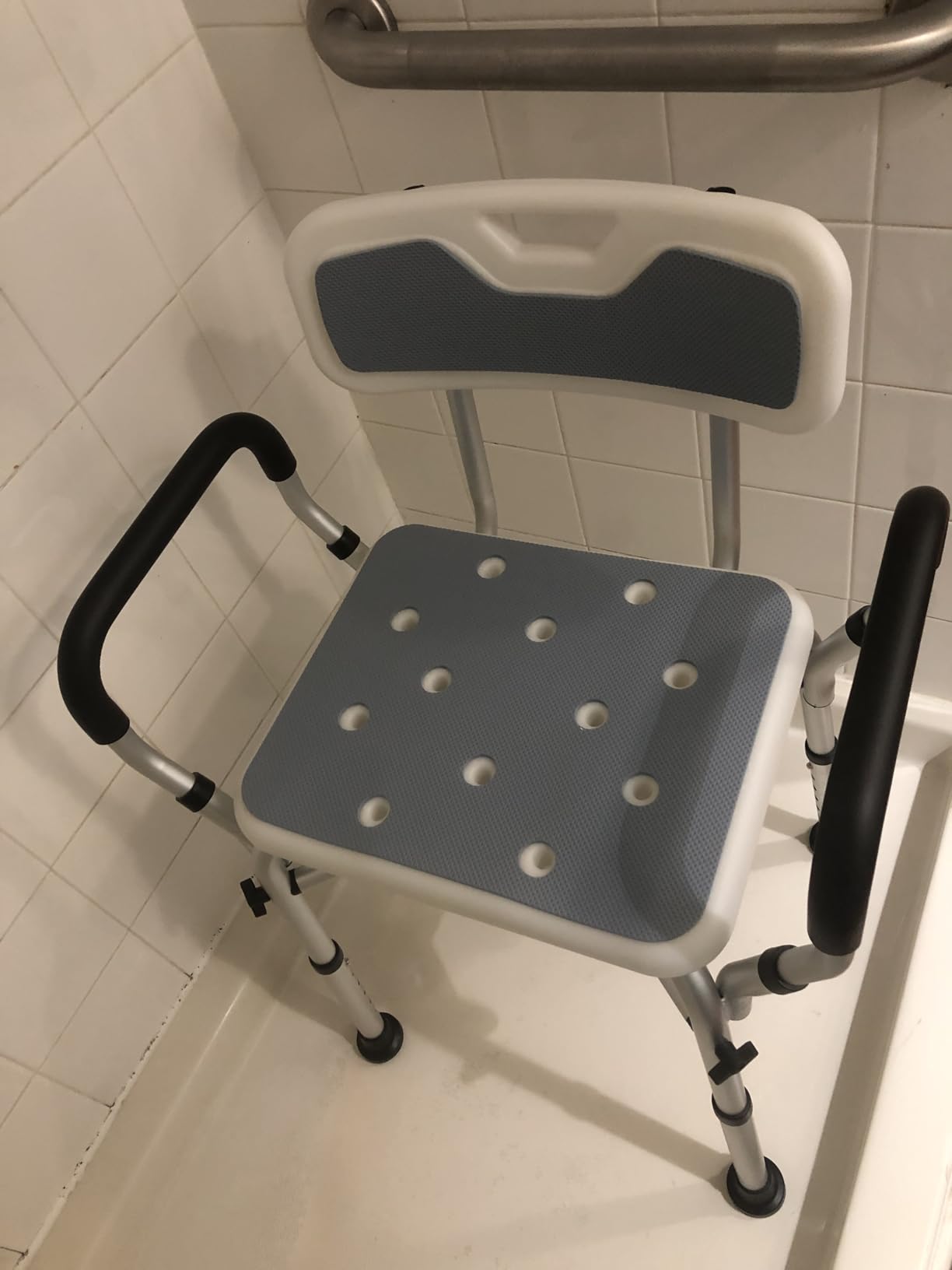 VFAUOSIT Shower Chair with Removable Arms and Back, 550 lb Adjustable Seat customer photo 2