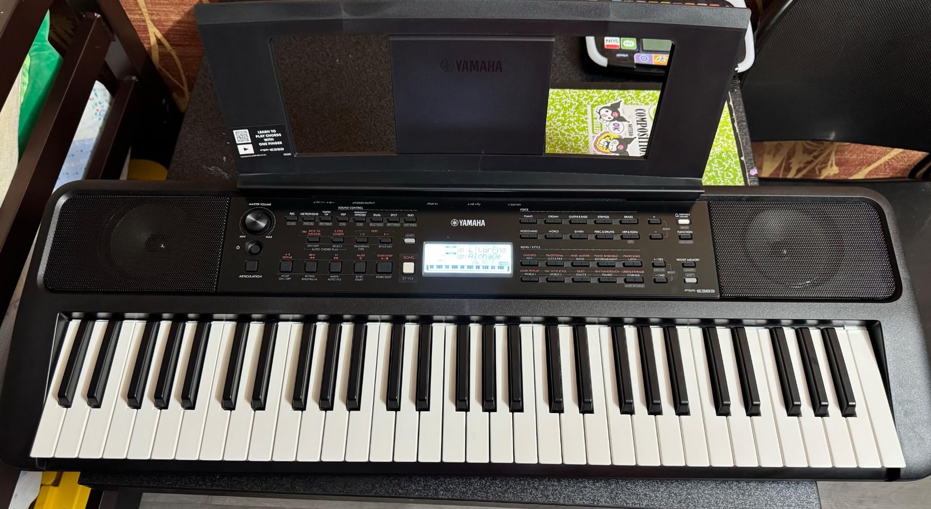 Yamaha 61 Touch Sensitive Keys Portable Keyboard for Beginners with Music Rest, Power Adapter PSR-E383 customer photo 1