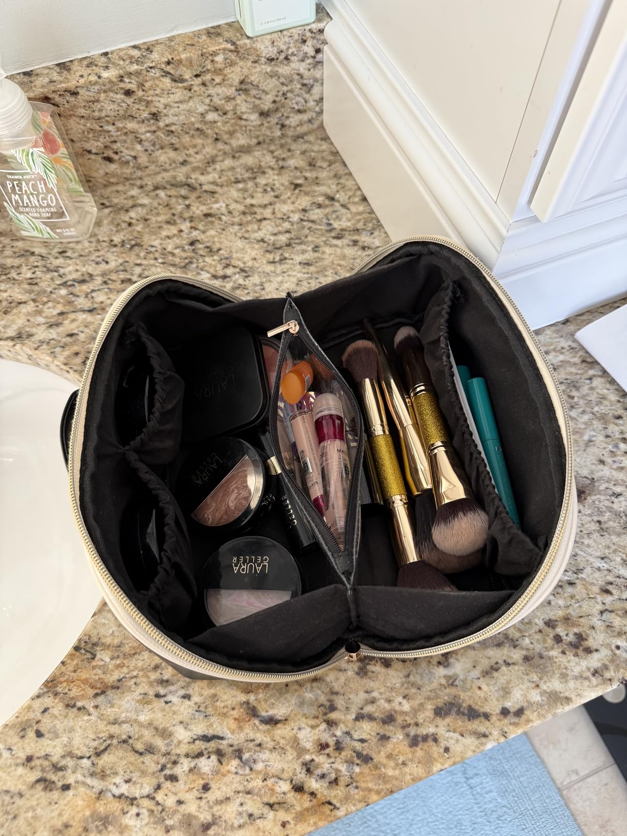 Prite Makeup Bag Travel Toiletry Bag Open Flat Cosmetic Organizer for Women customer photo 2