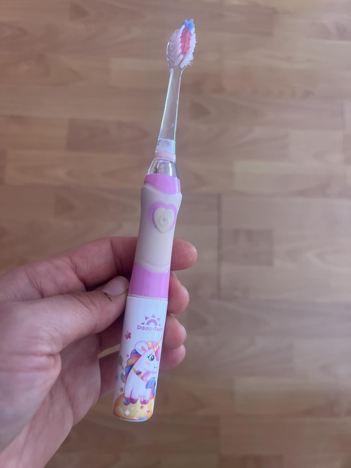 Kids Electric Toothbrush with Timer Toddler Toothbrush Age 2-4-8-12 Electric Toothbrush Kids Rainbow LED Light Up Vibrating Toothbrush Battery Operated Childrens Girls Sonic Tooth Brush (Pink Unicorn) customer photo 1