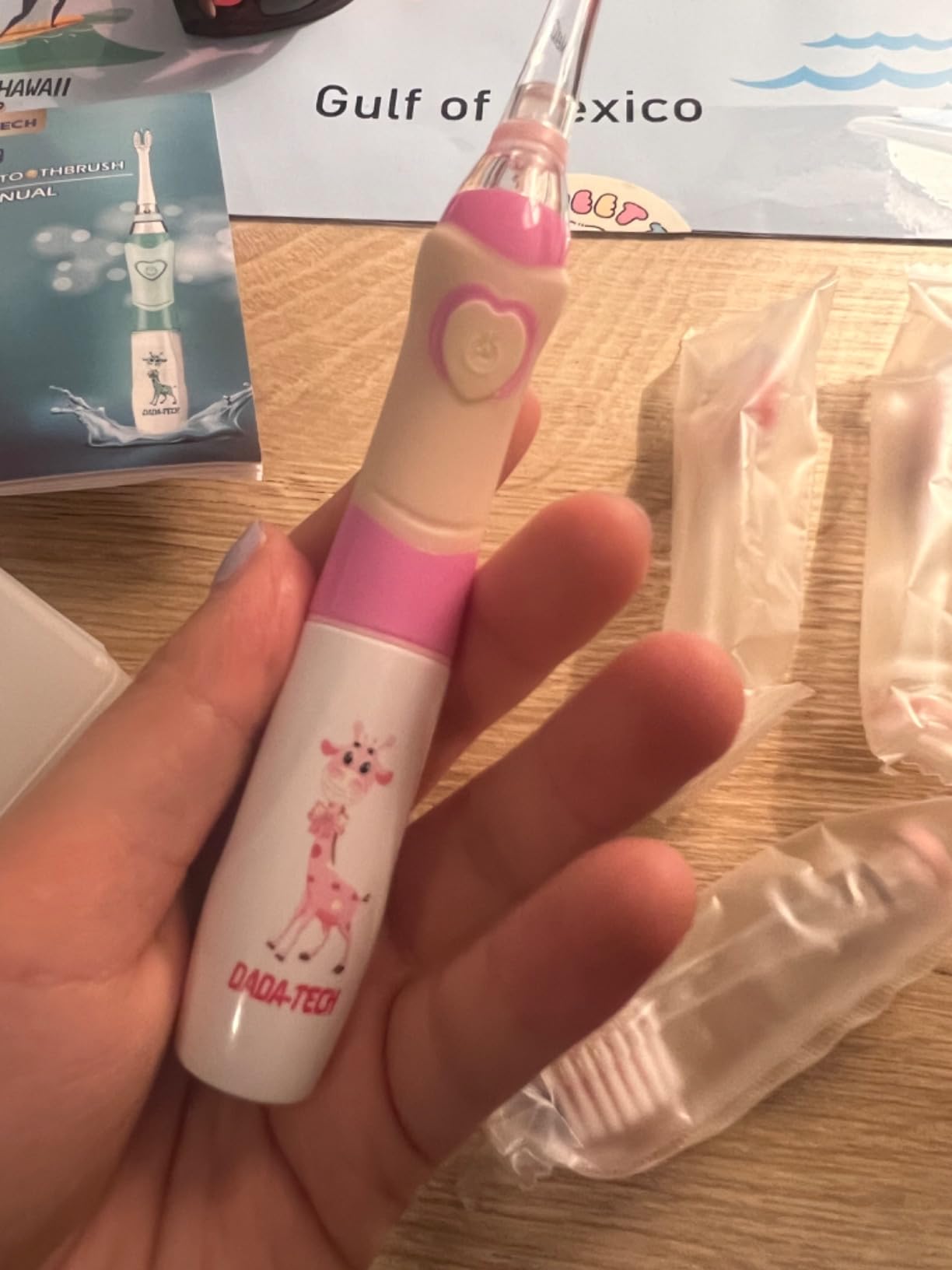 Kids Electric Toothbrush with Timer Toddler Toothbrush Age 2-4-8-12 Electric Toothbrush Kids Rainbow LED Light Up Vibrating Toothbrush Battery Operated Childrens Girls Sonic Tooth Brush (Pink Unicorn) customer photo 2