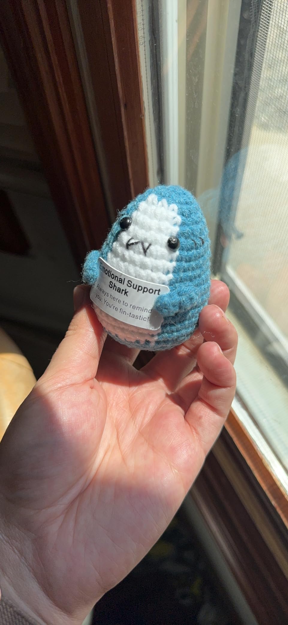 Positive Animals Crochet Shark Gift – Mini Emotional Shark Plush customer photo 2