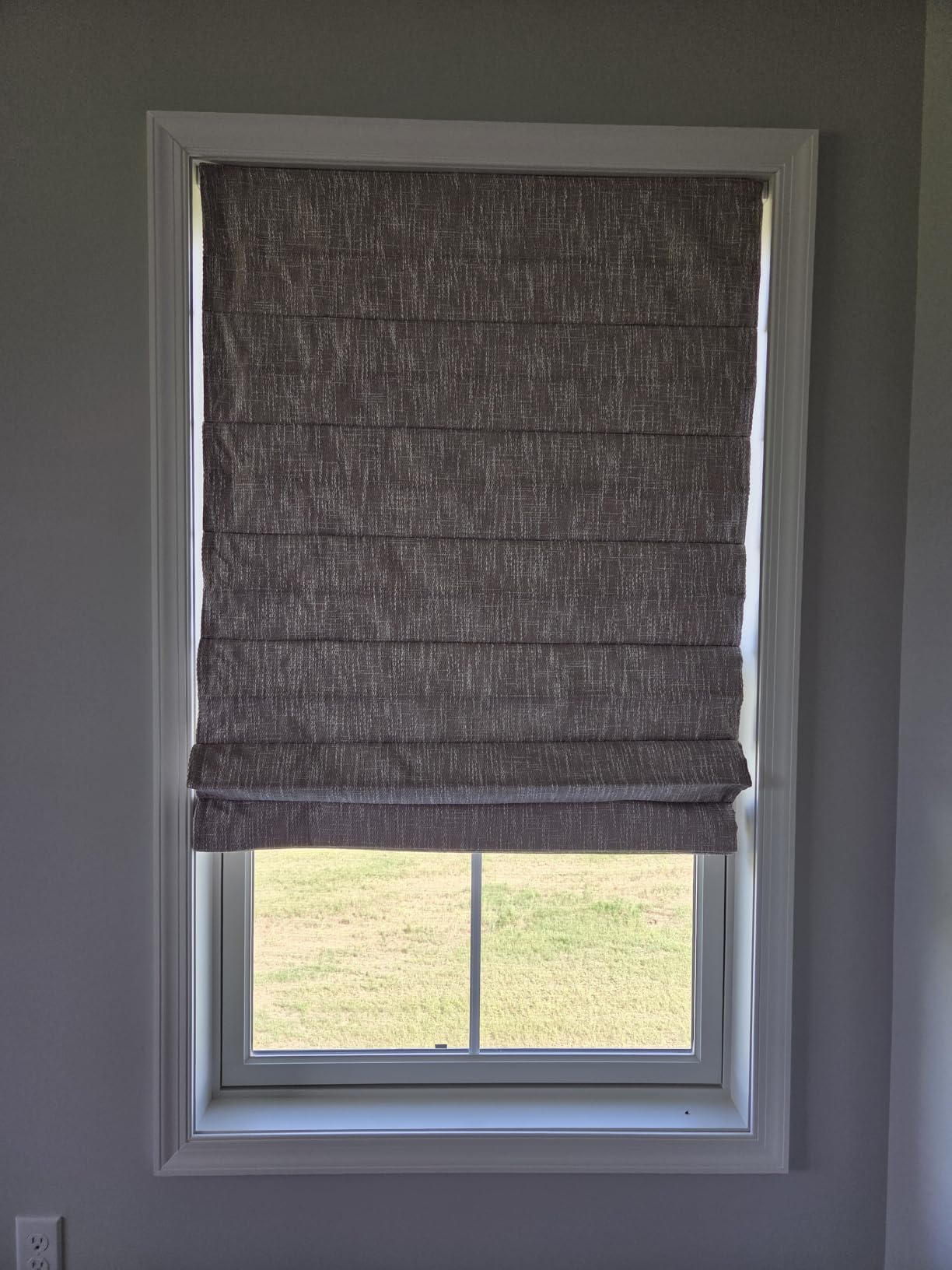 UNISHADES No Drill Cordless Roman Shades, Room Darkening, 35×64 in Beige customer photo 1