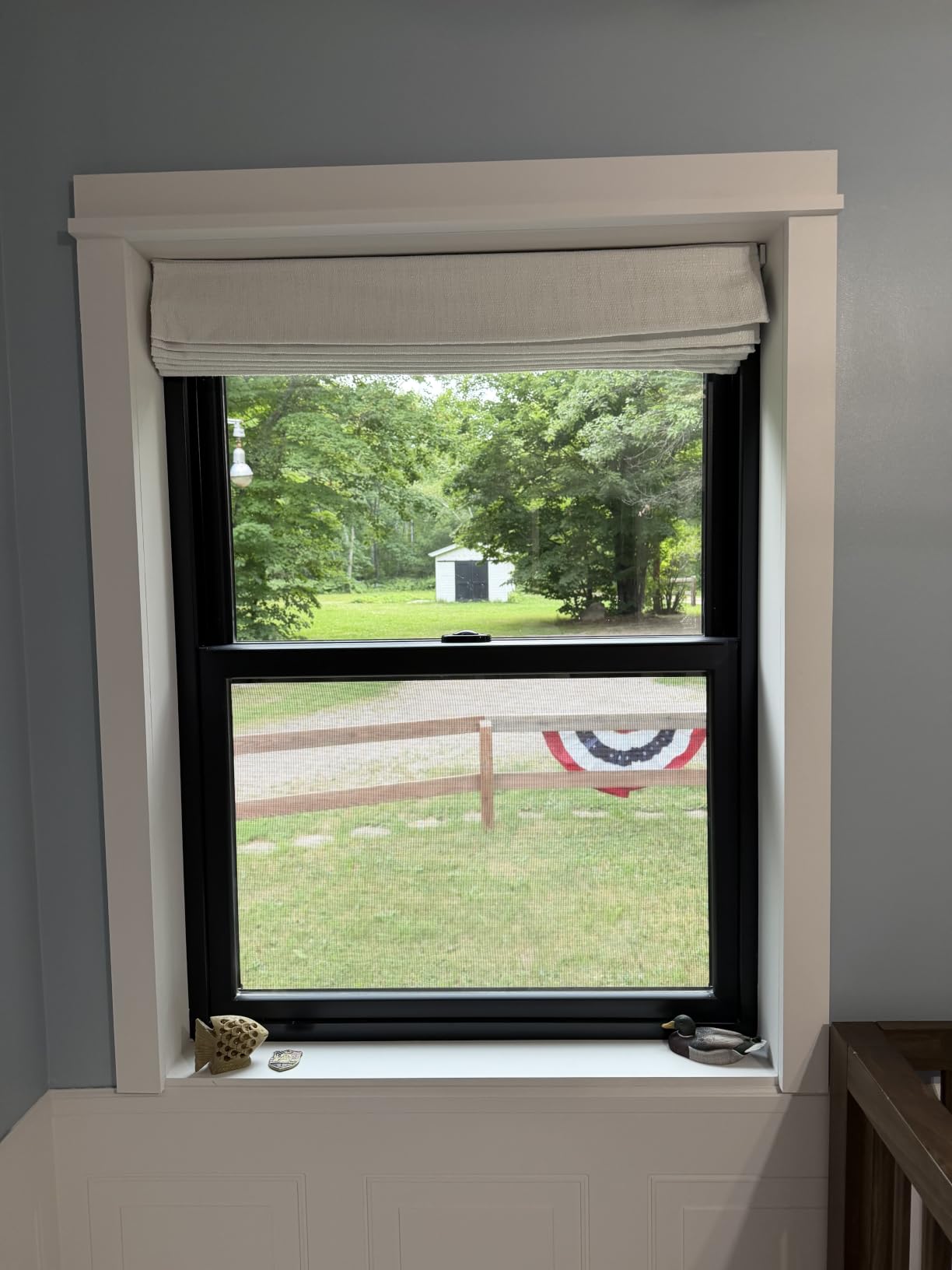 UNISHADES No Drill Cordless Roman Shades, Room Darkening, 35×64 in Beige customer photo 2