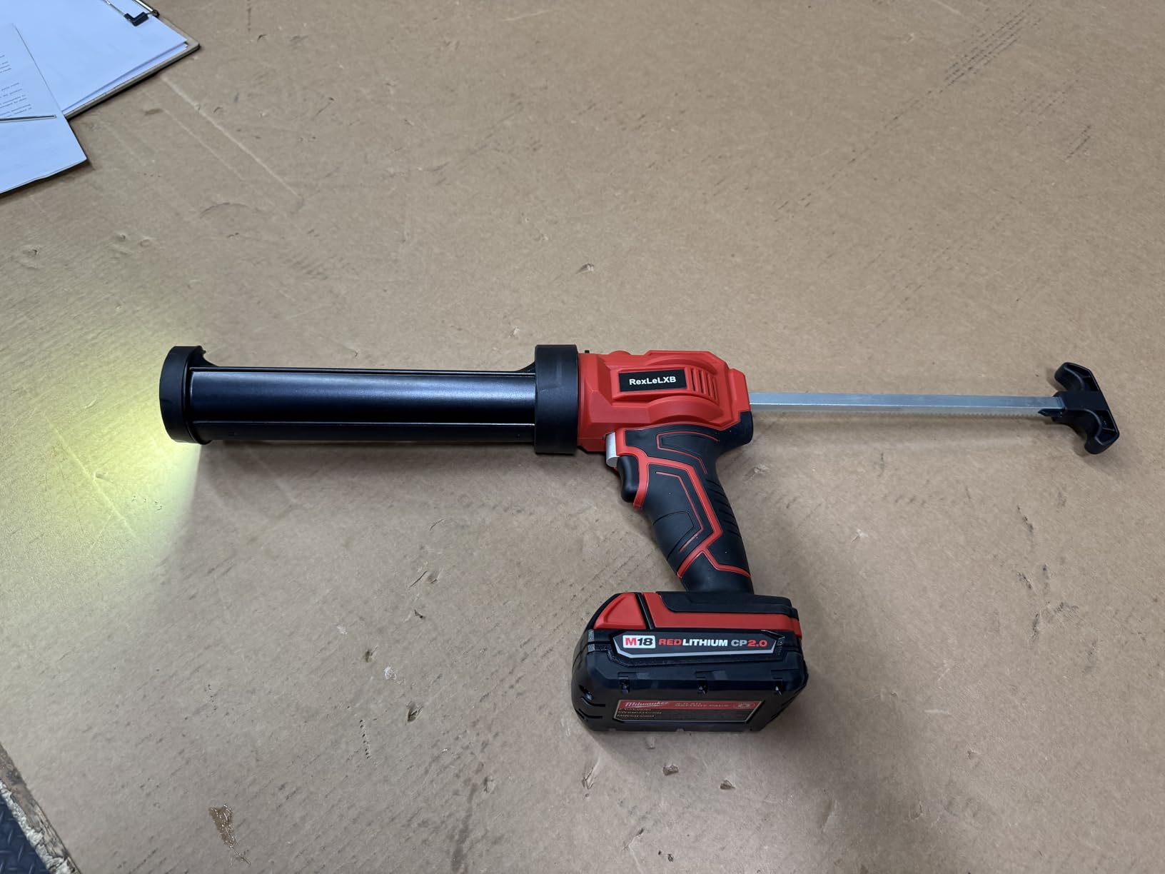Cordless Caulking Gun for Milwaukee 18V Battery, Electric Caulk Adhesive Gun with 450lm LED Light, 4 Adjustable Speeds, Drip-free Caulk Gun, 10oz/300ml Caulking Tool for Filling, Sealing(No Battery) customer photo 1