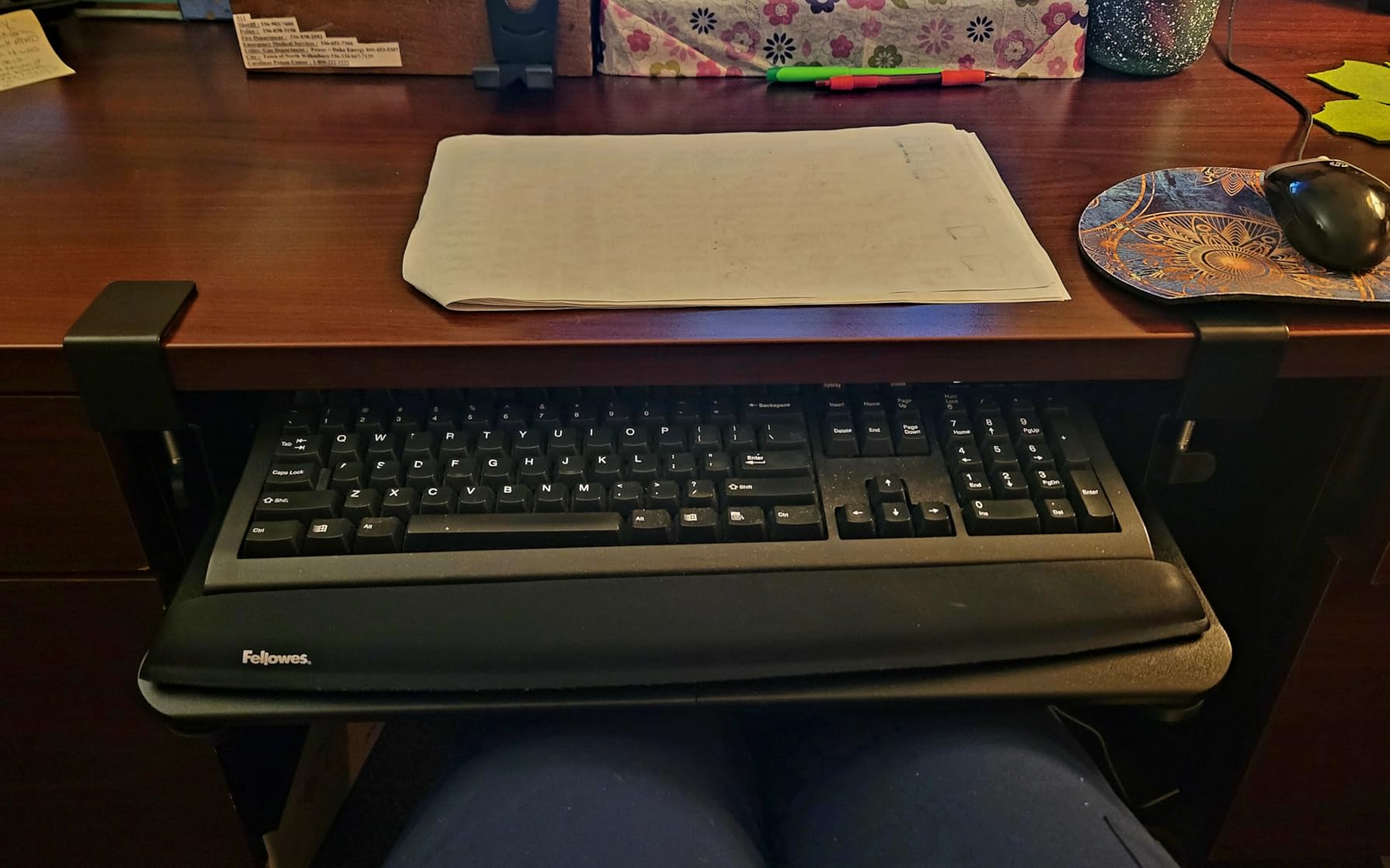 BONTEC Under Desk Keyboard Tray, Pull-Out Keyboard & Mouse Platform | C-Clamp Mount, Space-Saving Ergonomic Slide-Out Drawer, 31.3 in Including Clamps, 25.6 x 11.8 in Tray, Black customer photo 1