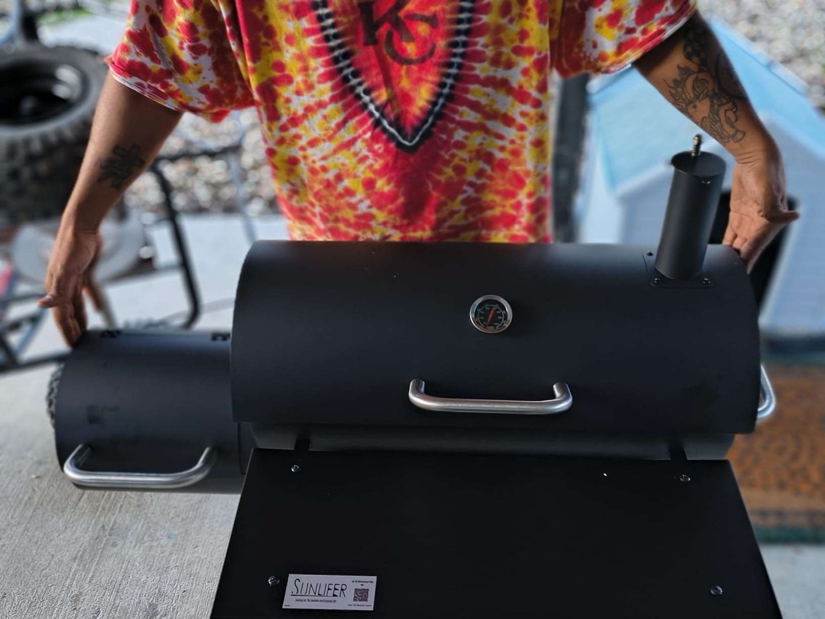 Charcoal Grill Offset Smoker: Charcoal Barbecue Grills | with Spacious Cooking Area , Barrel BBQ Grill and Smokers Combo for Outdoor Patio Backyard Camping and Parties customer photo 1