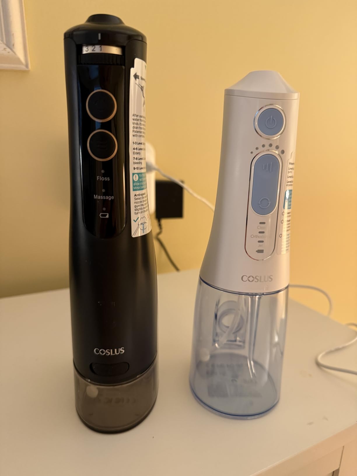 COSLUS ADA Accepted E40 Water Dental Flosser, 10 Pressure Levels, Black Pro customer photo 1
