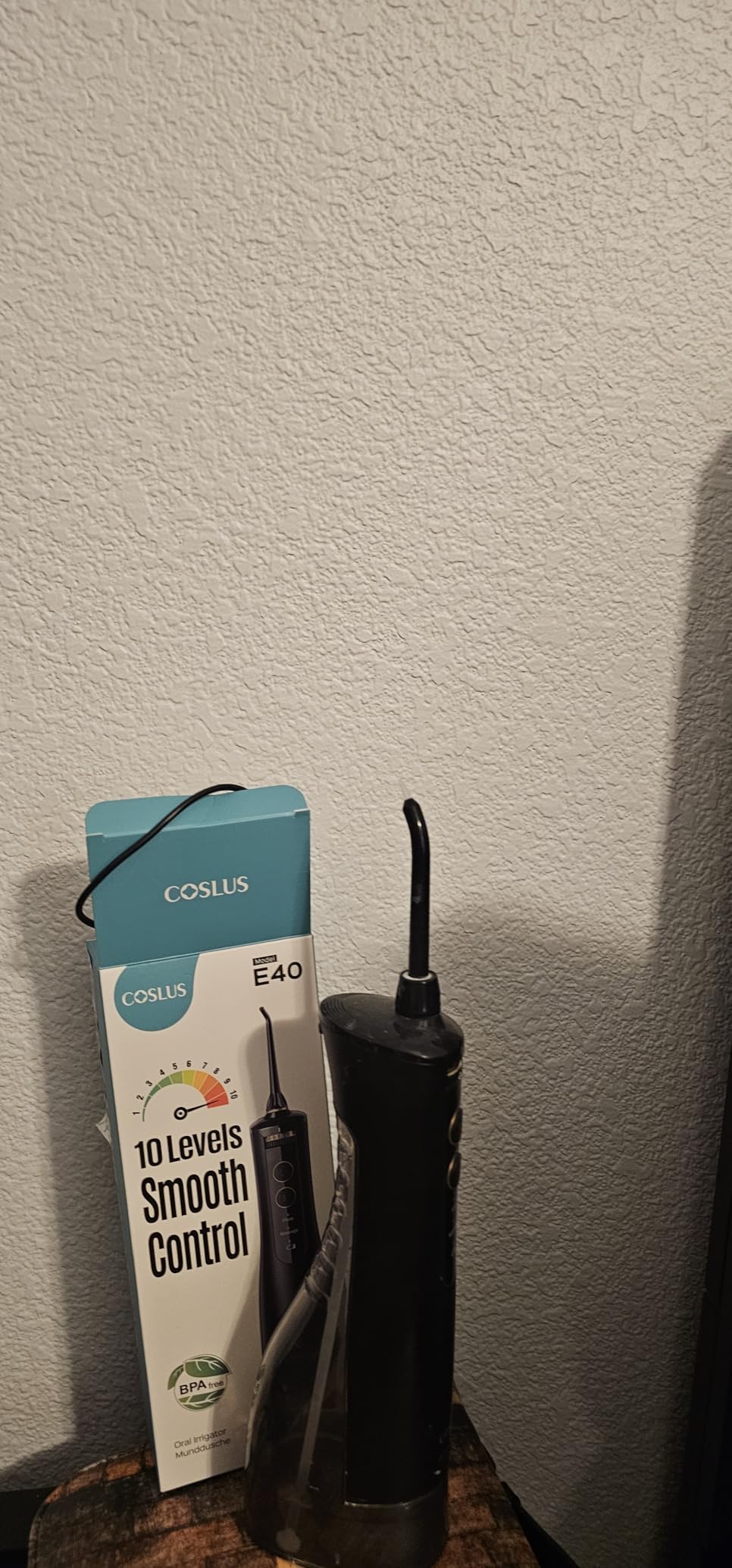 COSLUS ADA Accepted E40 Water Dental Flosser, 10 Pressure Levels, Black Pro customer photo 2