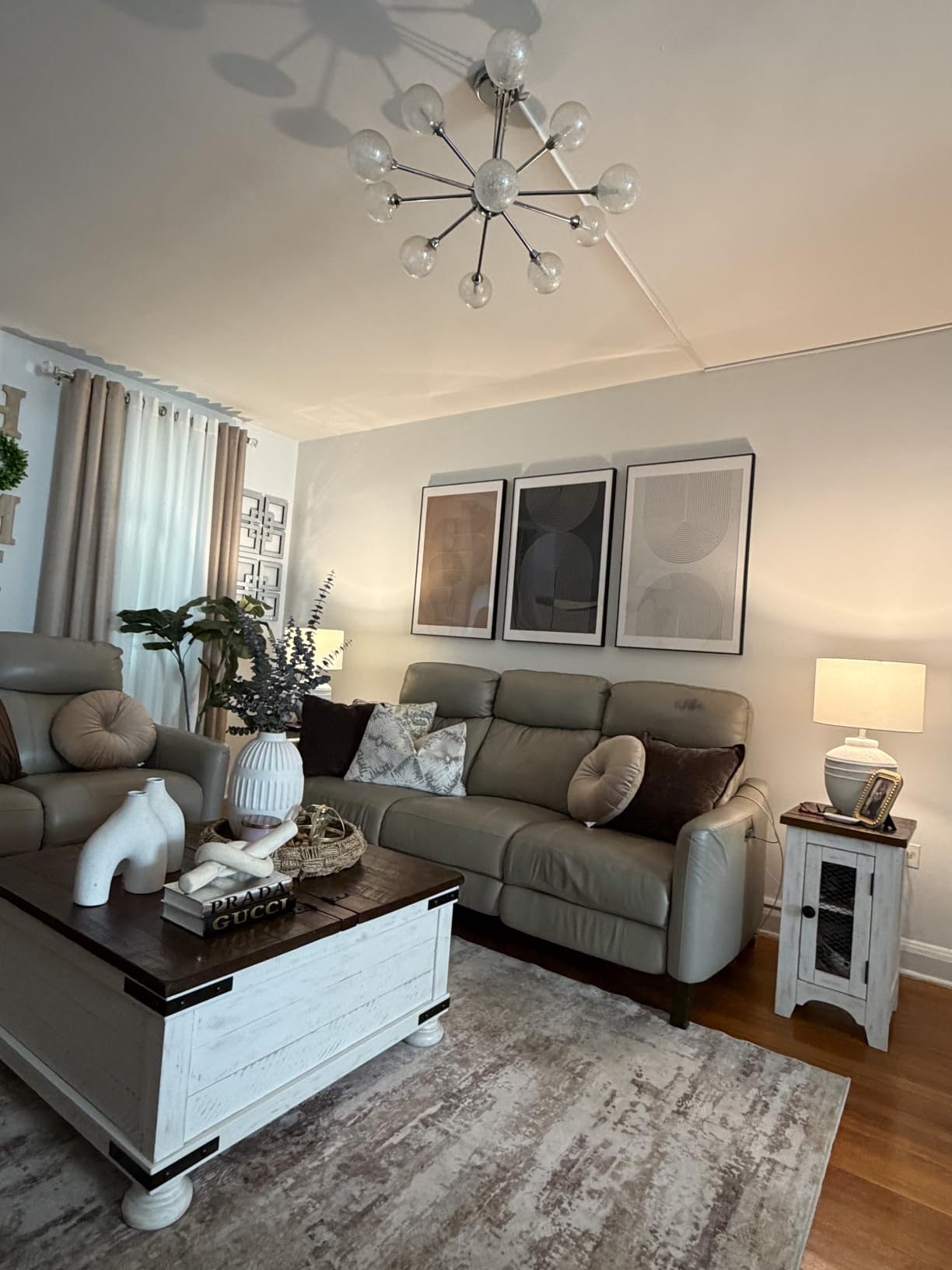 Framed Black and White Abstract Wall Art for Living Room, 3 Piece 24x36 In customer photo 2