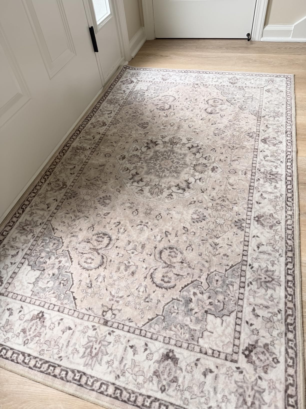 2x6 Hallway Washable Runner Rug : Vintage Soft Kitchen Laundry Runner with Non Slip Backing Farmhouse Entryway Living Room Floor Mat Stain Resistant Carpet for Bedroom Bathroom Distressed Beside Rug customer photo 2
