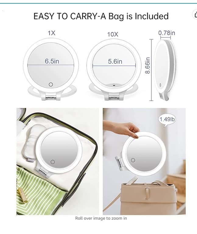 FASCINATE Travel 30X/1X Magnifying Mirror with Light Double Sided Mirror customer photo 2