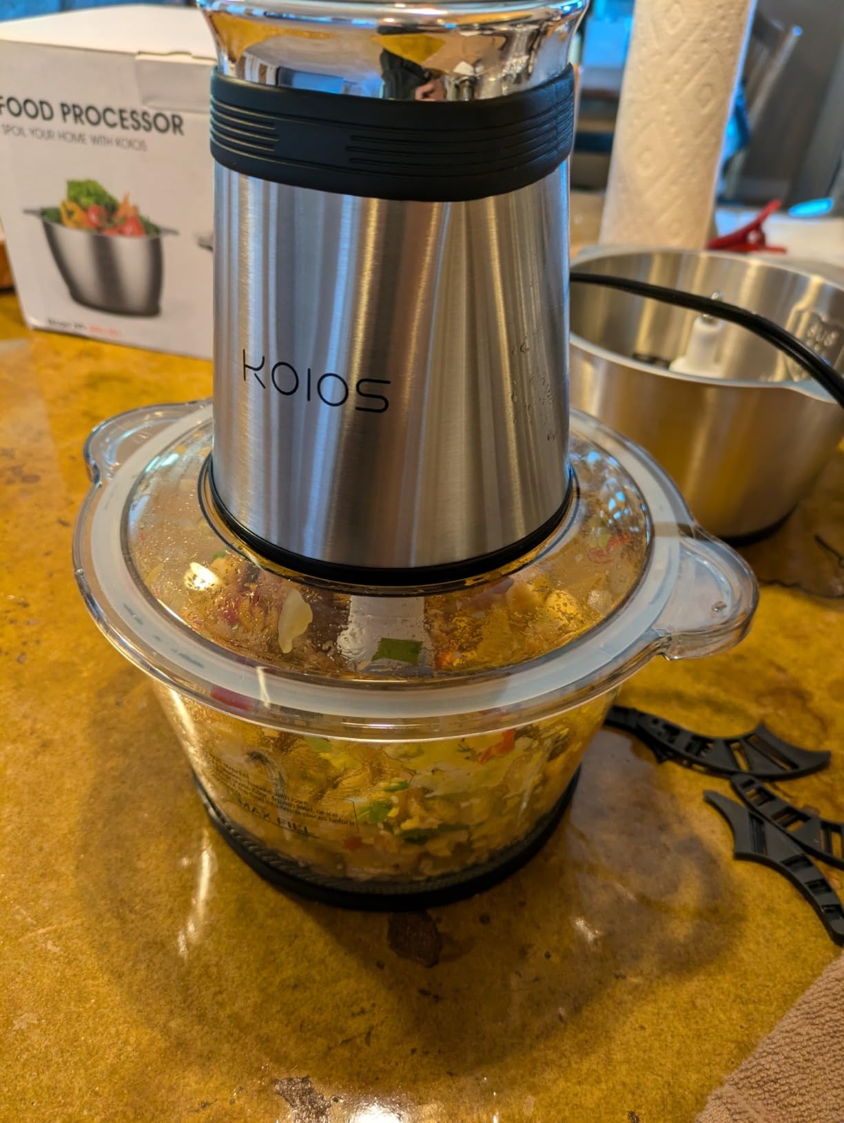 KOIOS Food Processor, 500W Electric Food Chopper with 2 Bowls (8 Cup+8 Cup) & 2 Bi-Level Blades, Small Electric Grinder Meat Processor for Nuts, Meat, Onion, Garlic, Baby Food, Black customer photo 1