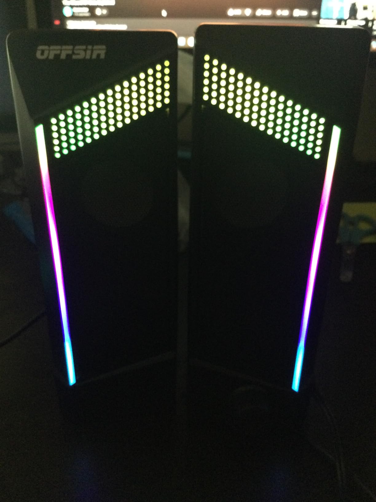 Computer Speakers, 2 in 1 PC Speaker , Gaming Speakers for PC Computer Laptop Desktop Monitor, RGB Speakers with Touch Sensitive Lighting, USB Powered 3.5mm Aux(Package Only Two Speaker, No Soundbar) customer photo 2