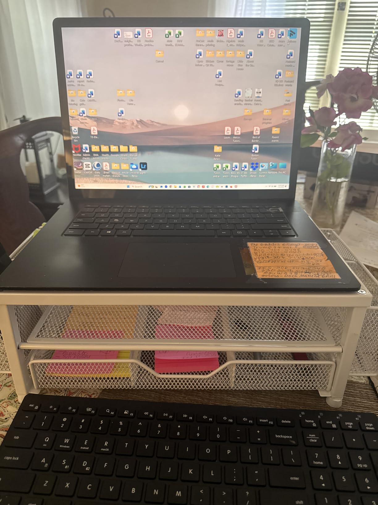 OPNICE Desk Organizer and Accessories, 2-Tier Computer Monitor Stand Riser with Drawer and 2 Pen Holders, Laptop Stand, Office Desk Accessories for Office Supplies, Black customer photo 2