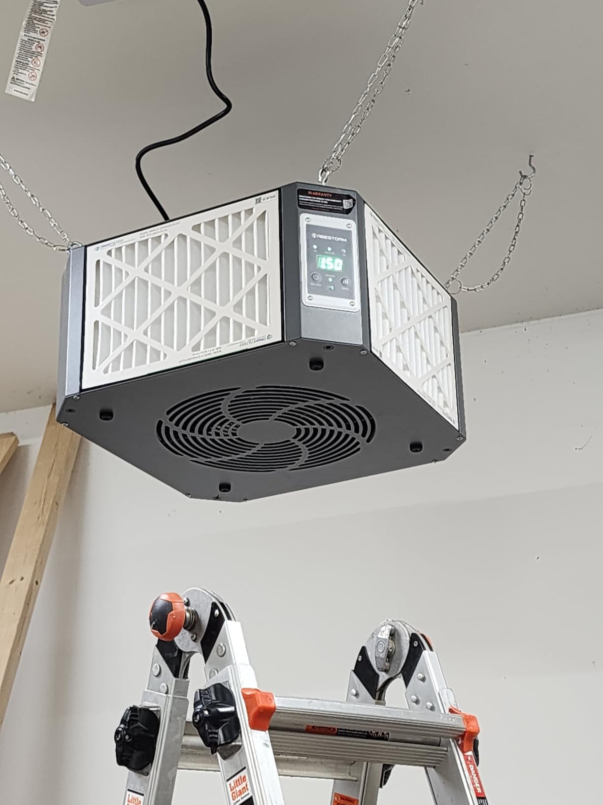 Abestorm 360 Degree Intake Air Filtration System for Woodworking, Built-in Ionizer, 1350CFM Hanging Air Filter, Shop Dust Collector, Garage WorkShop, MERV-11 filter, DecDust 1350IG customer photo 1