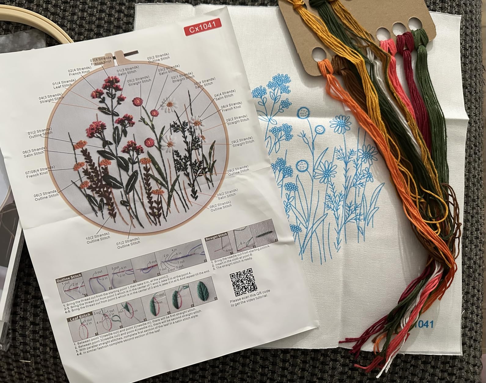 COCOMOX 3 Sets Floral Embroidery Kit for Beginners Adults Cross Stitch Kits customer photo 2
