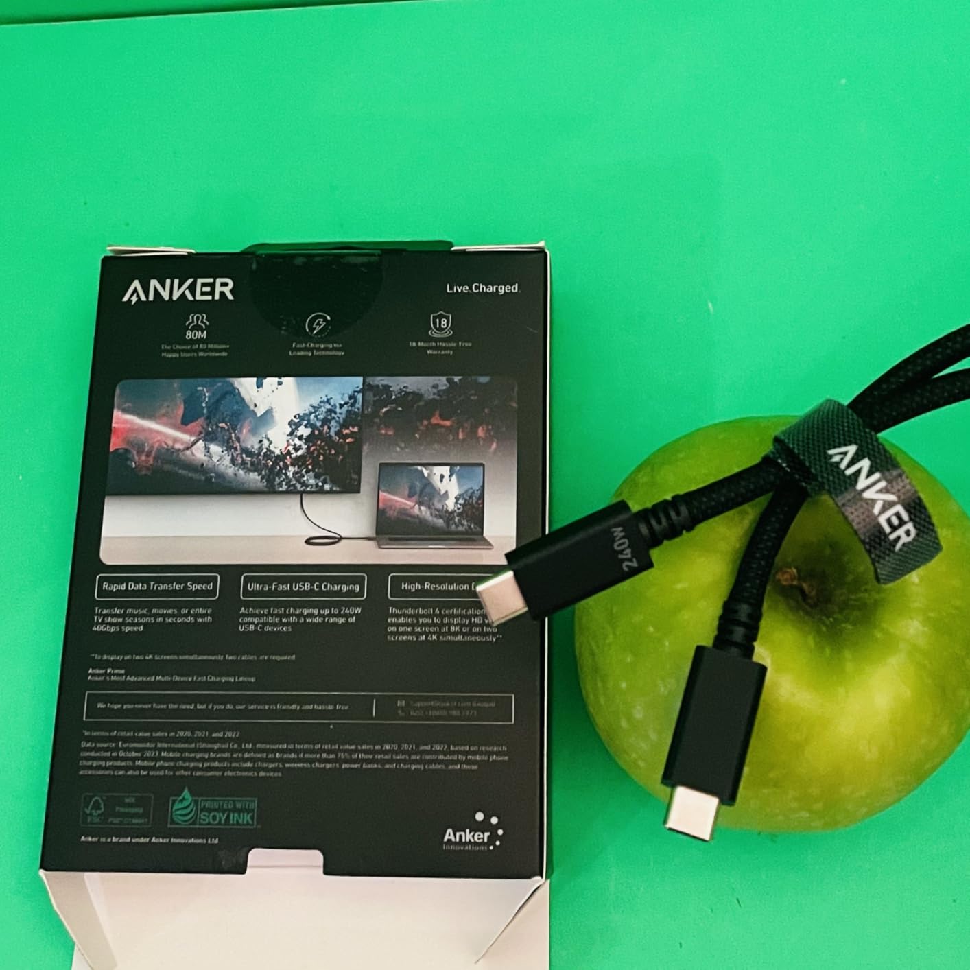 Anker Prime Thunderbolt 4 Cable, 3.3ft USB-C to USB-C Cable, 240W Charging customer photo 1