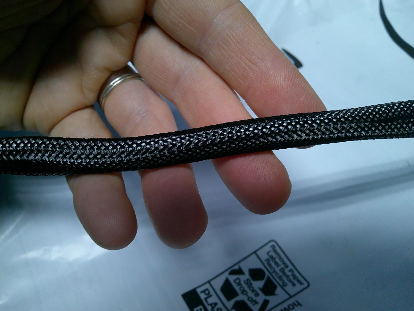 Pangda Braided Wire Loom 1/4, 1/2, 3/8'' X 150 Ft, Black | PET Mesh Wire Loom, Expandable Braided Wire Sleeve, Cable Sleeving, For TV Computer Home Theater customer photo 1