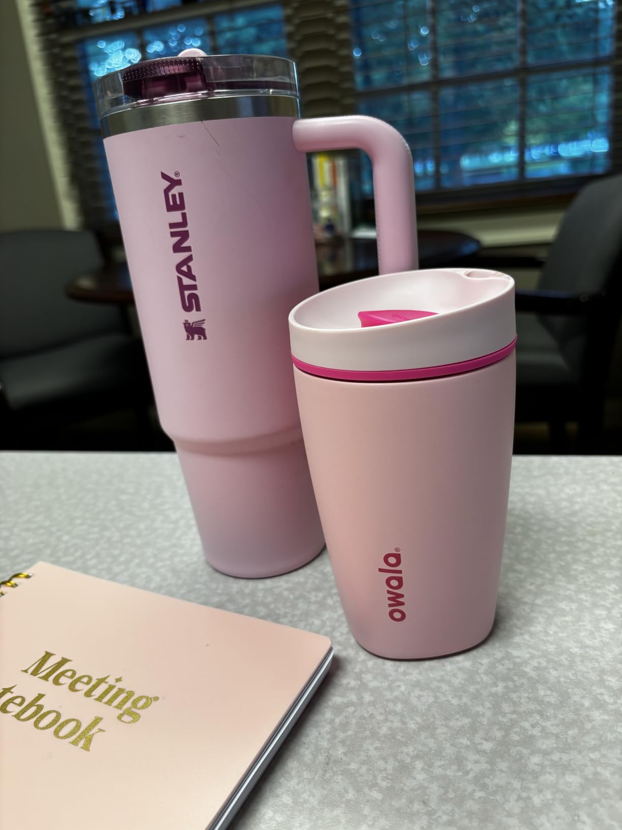Owala SmoothSip Slider Insulated Stainless Steel Coffee Tumbler, Reusable Iced Coffee Cup, Hot Coffee Travel Mug, BPA Free 12 oz, Pink (Pucker Up) customer photo 1