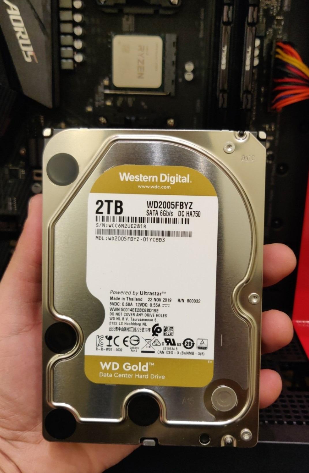 Western Digital 20TB WD Gold Enterprise Class SATA Internal Hard Drive HDD - 7200 RPM, SATA 6 Gb/s, 512 MB Cache, 3.5
