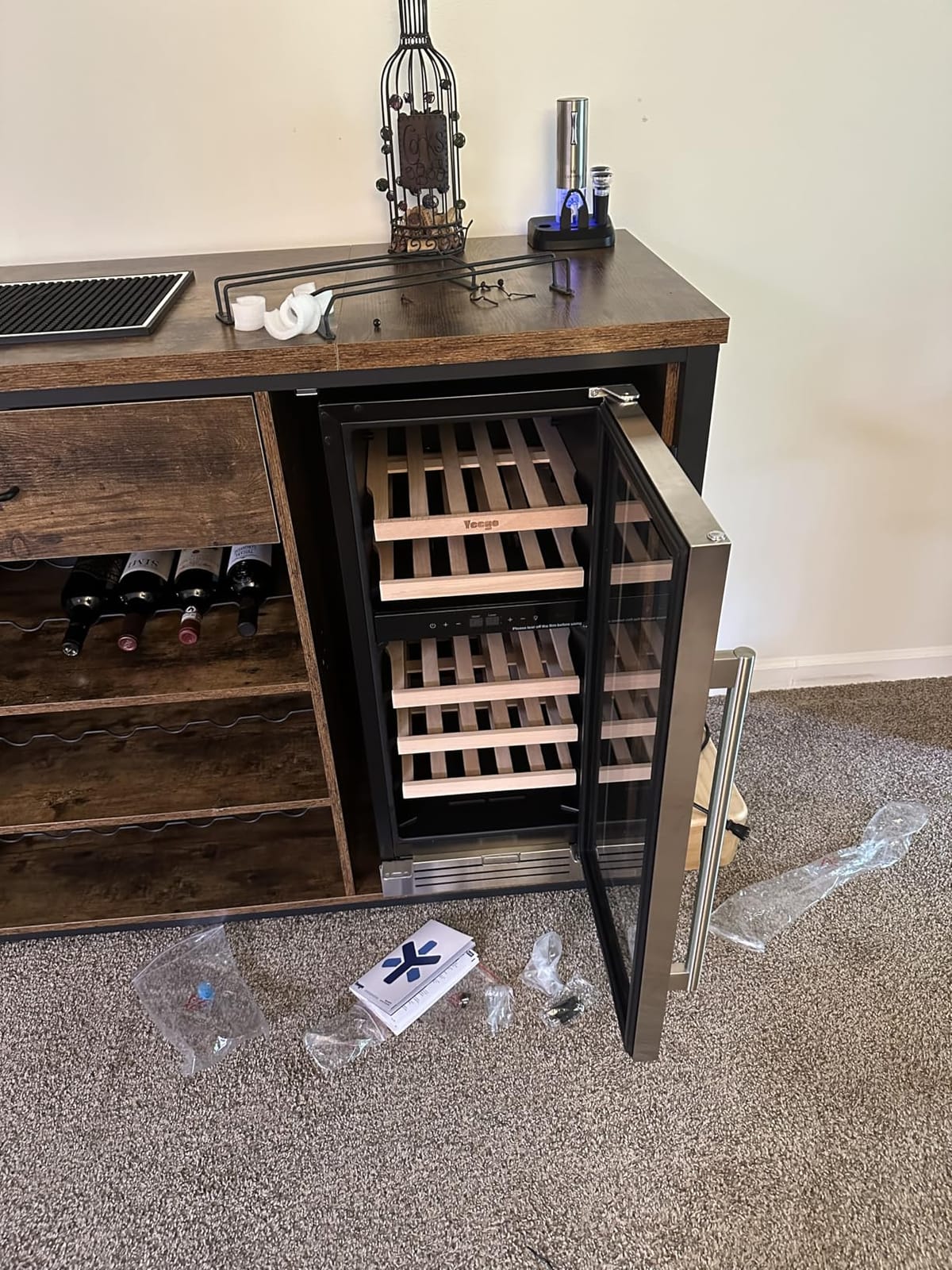 Yeego 24 Inch Wine and Beverage Refrigerator with 60 Can and 20 Bottle | 36-72°F Dual Zone Wine Cooler with Glass Door | Under Counter, Built-In or Freestanding | For Home Bar, Kitchen customer photo 1