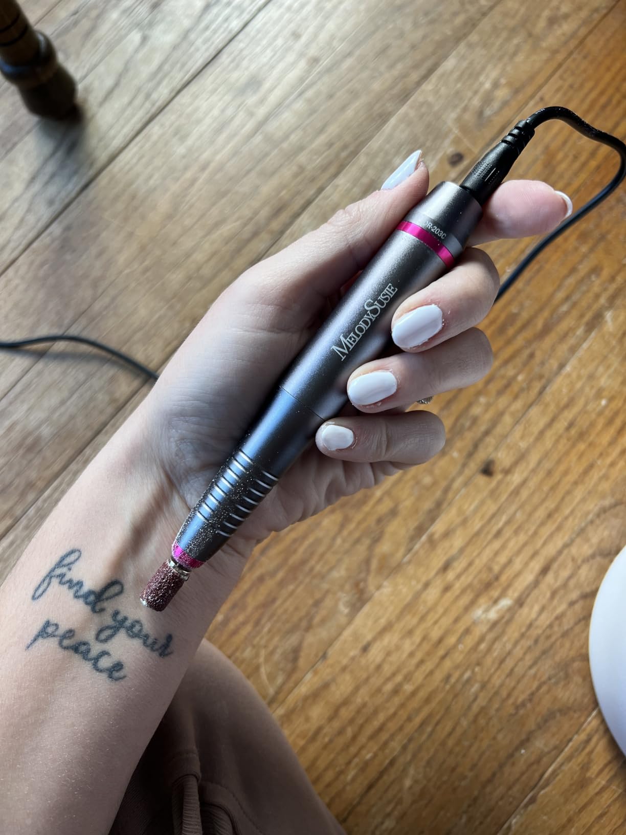 MelodySusie Pen-Shaped Portable Cordless Nail Drill,PC180G 25000RPM Rechargeable Electric File with LED Display for All Nail Care, Manicure Shaping & Acrylic Gel Removal for Nail Artists DIY at Home customer photo 1