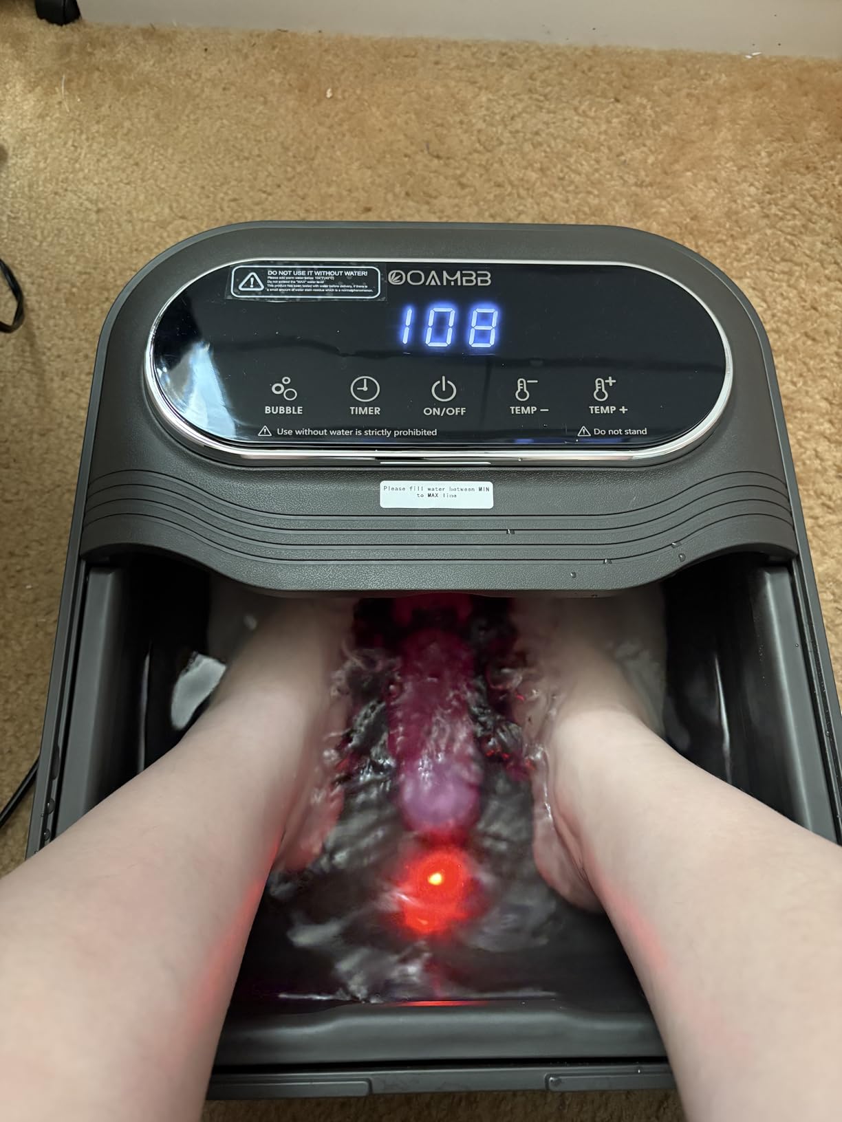 OOAMBB Collapsible Foot Spa with Heat, Bubble and Temp Control, Foot Bath Massager with XL Touch Screen and Massage Rollers, Foot Soaking Tub, Pedicure Foot spa for Stress Relief (Grey) customer photo 2