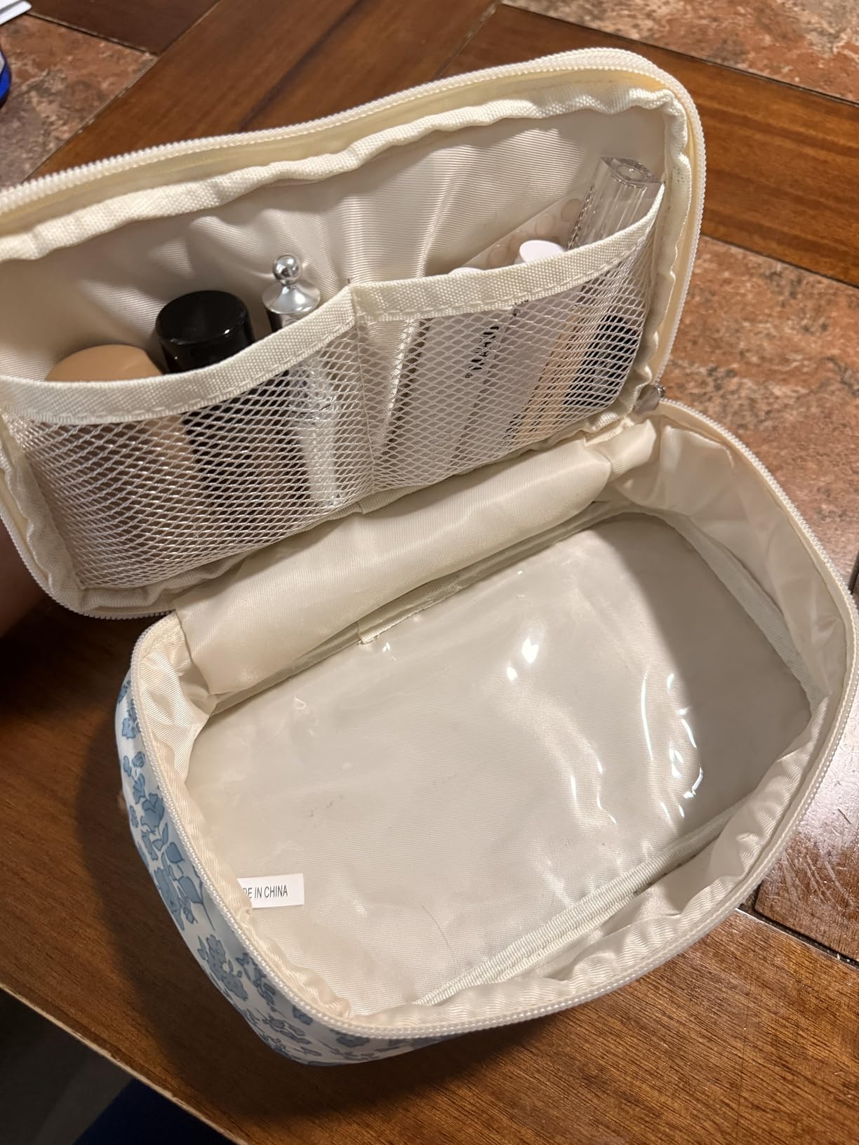 Relavel Travel Makeup Bag, Small Floral Cosmetic Bag with Handle for Trip customer photo 2