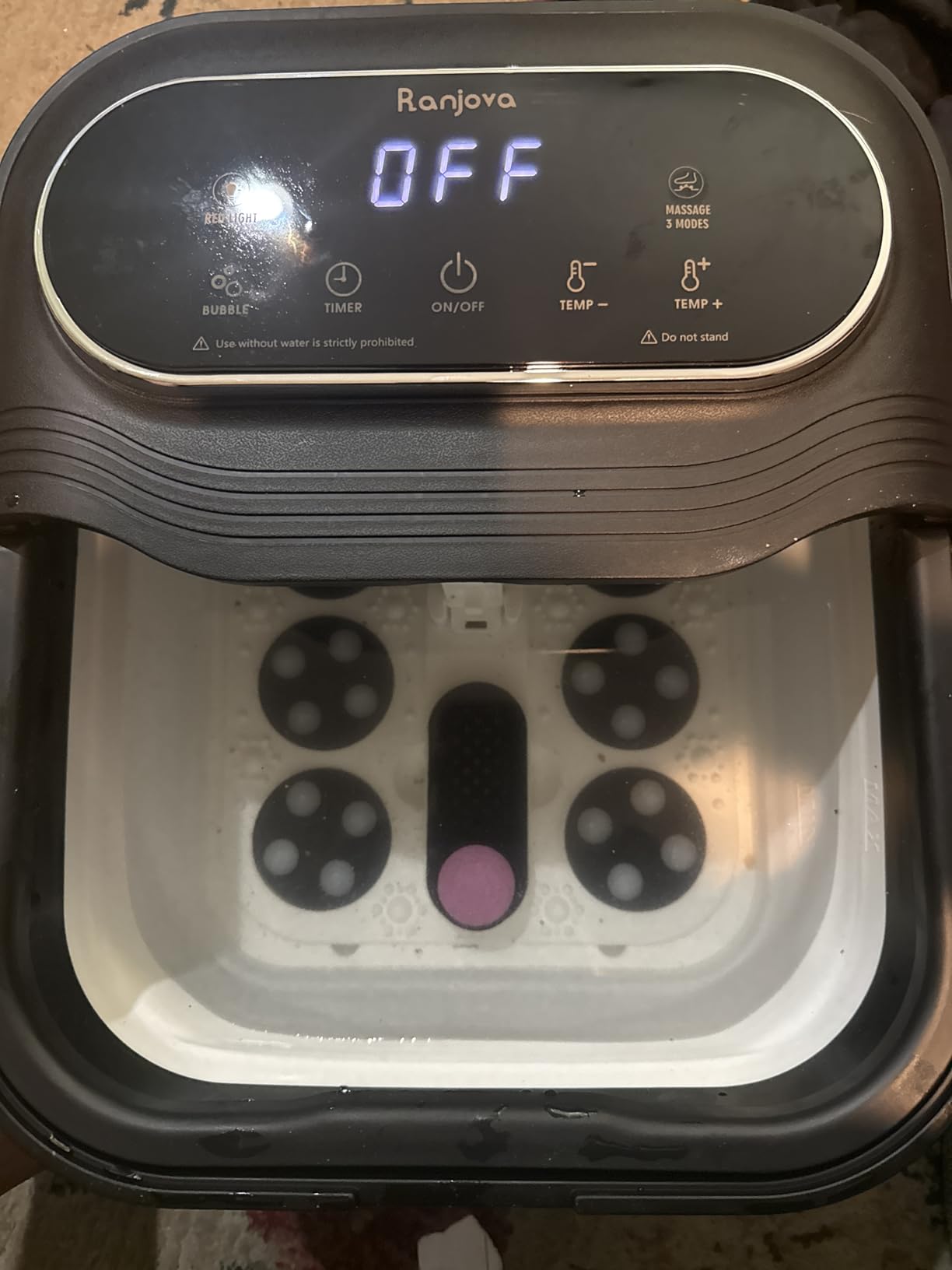 Ranjova Collapsible Foot Spa Electric Rotary Massage, Foot Bath with Heat, Bubble,Temp Control, and 24 Motorized Shiatsu Massage Balls, Pedicure Foot Spa Tub for Stress Relief (Black) customer photo 1