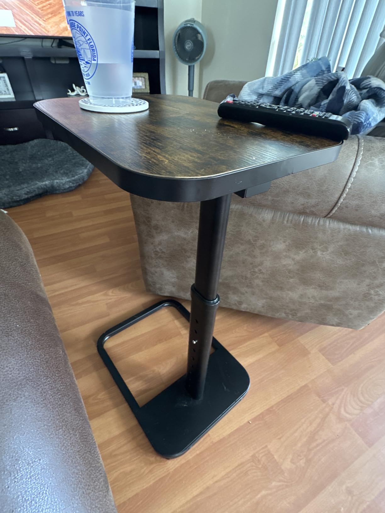 Kitstorack TV Tray Table, Adjustable Height & Flip-Top & Rounded Metal Corners, Snack Table for Couch, Sofa, Bed, Chair, Living Room, C Shaped End Side Table for Eating, Dinner or Laptop, Small Spaces customer photo 1