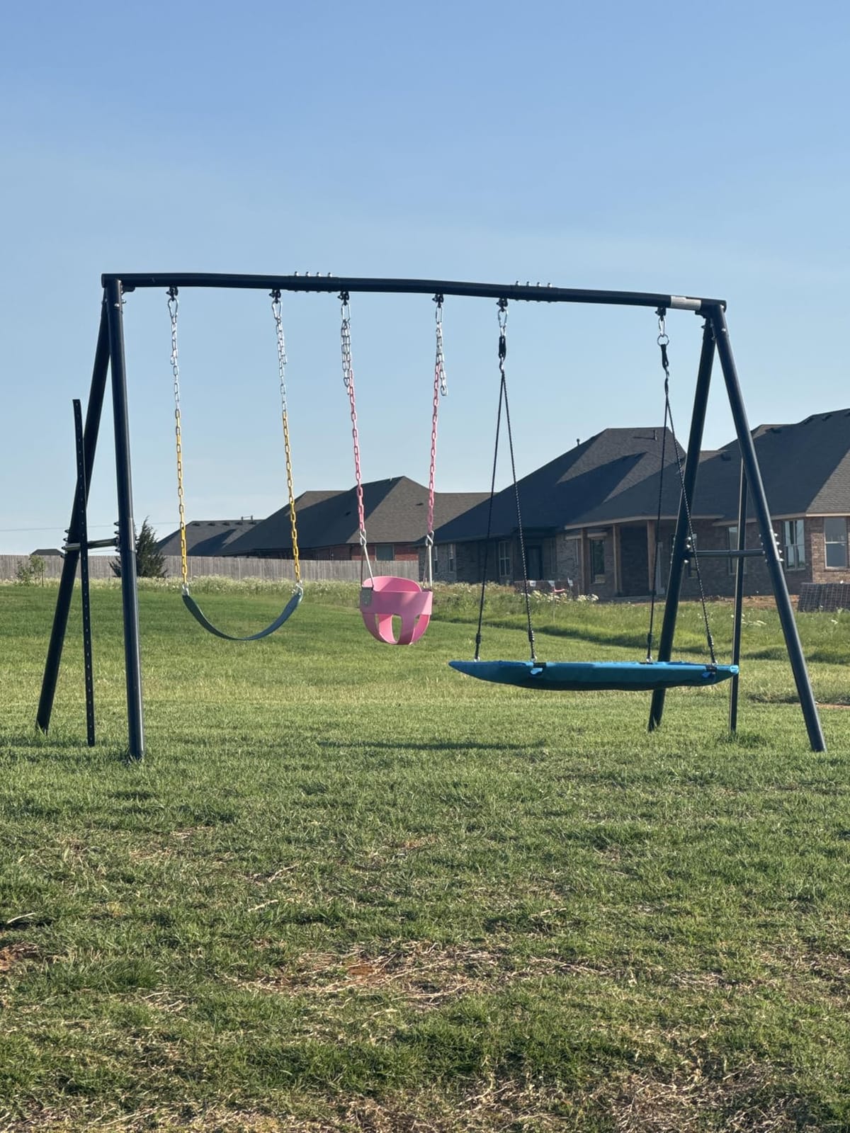 Hapfan 7.3ft Tall Swingset for Backyard with 3 Swings (White & Green) customer photo 2