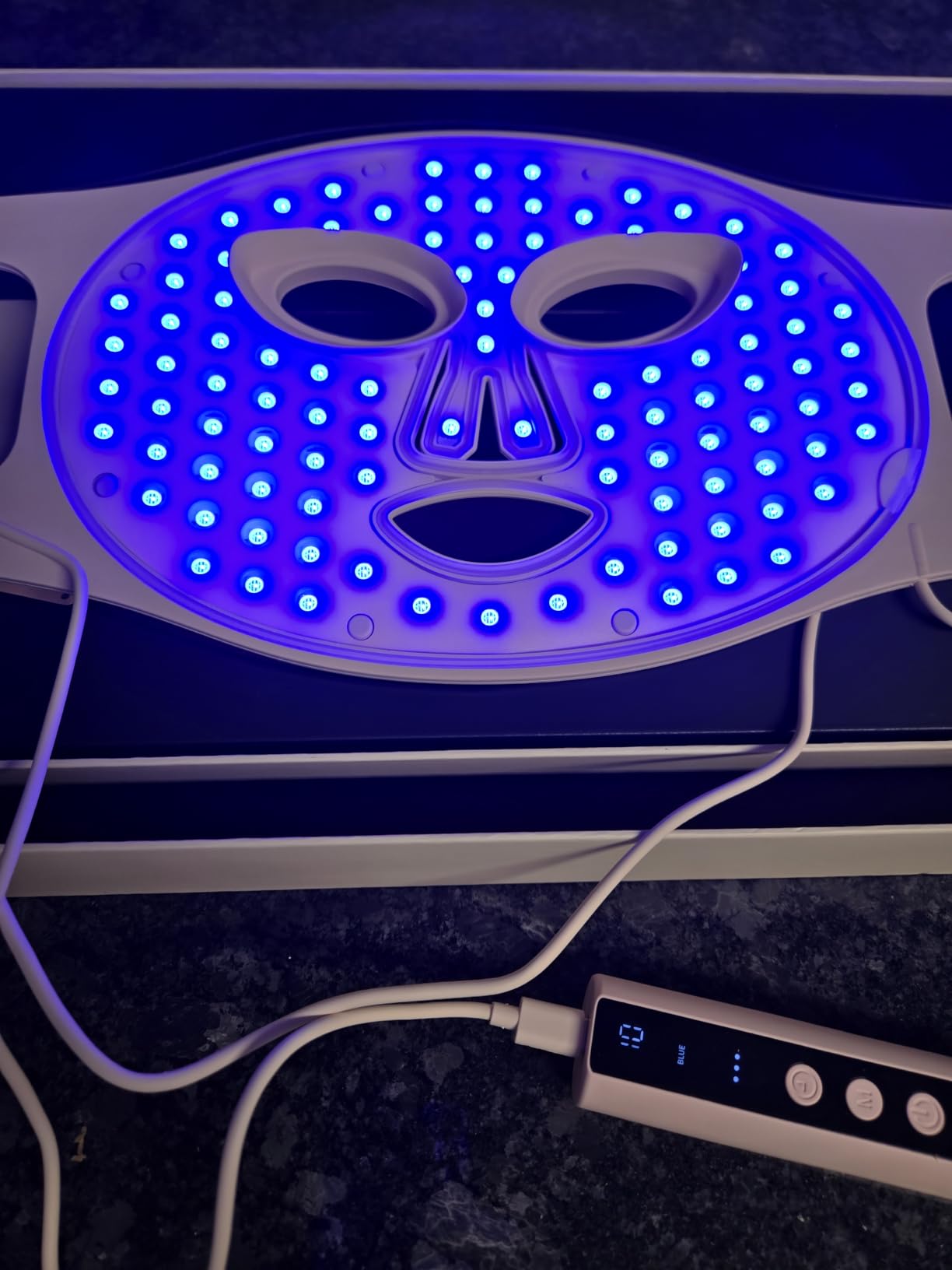 NVBOTY Red Light Therapy Mask, 4 Modes Portable Red Light Therapy for Face, 2000mAh Rechargeable Remote, Blue, Orange, 850NM Infrared & Red Light Mask, 400 LEDs, Timing Function, at Home & Travel customer photo 1