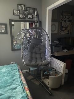LEYCAY Hanging Egg Chair with Stand, Outdoor Indoor Egg Swing - Dark Grey customer photo 1