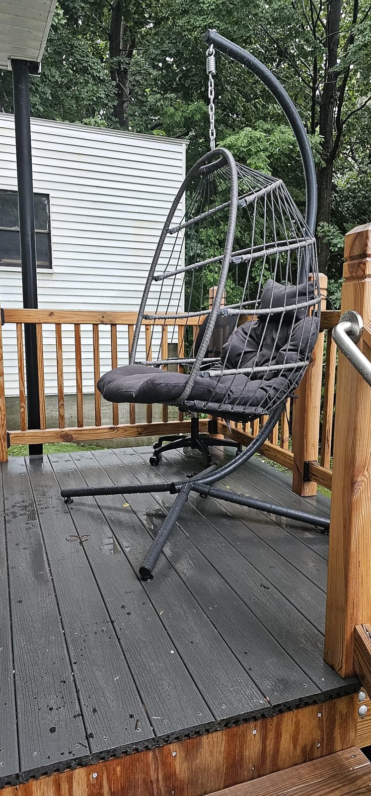 LEYCAY Hanging Egg Chair with Stand, Outdoor Indoor Egg Swing - Dark Grey customer photo 2