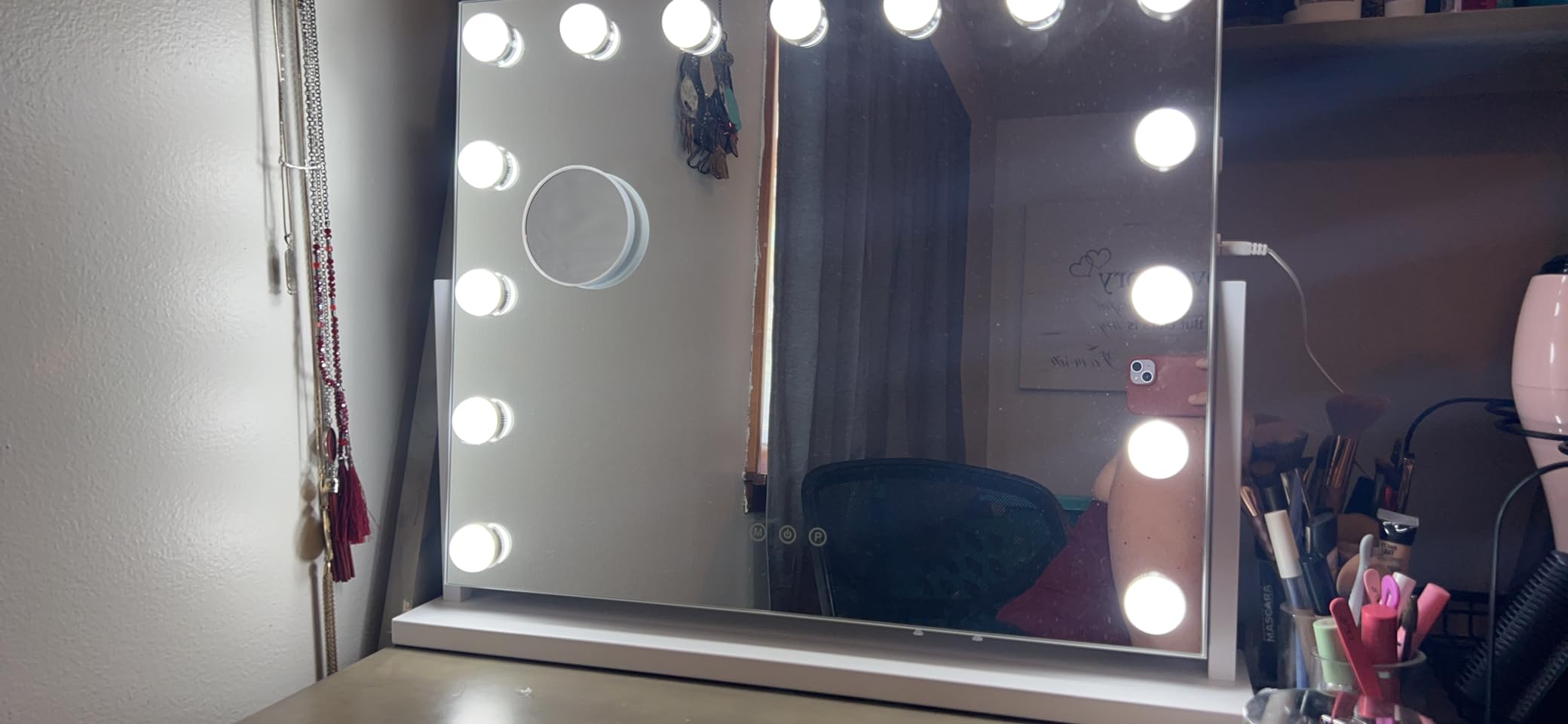 Hasipu LED Makeup Mirror with Bluetooth Speaker, 35