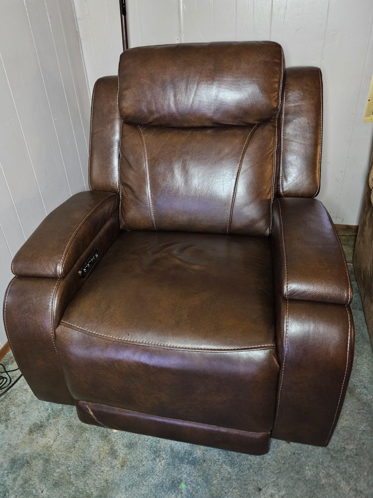 Watson & Whitely Zero Gravity Power Recliner Chair for Adults, Navy Blue | Genuine Leather Reclining Chair, Power Headrest, Hidden Arm Storages, Electric Recliner Sofa for Living Room & Home Office customer photo 1
