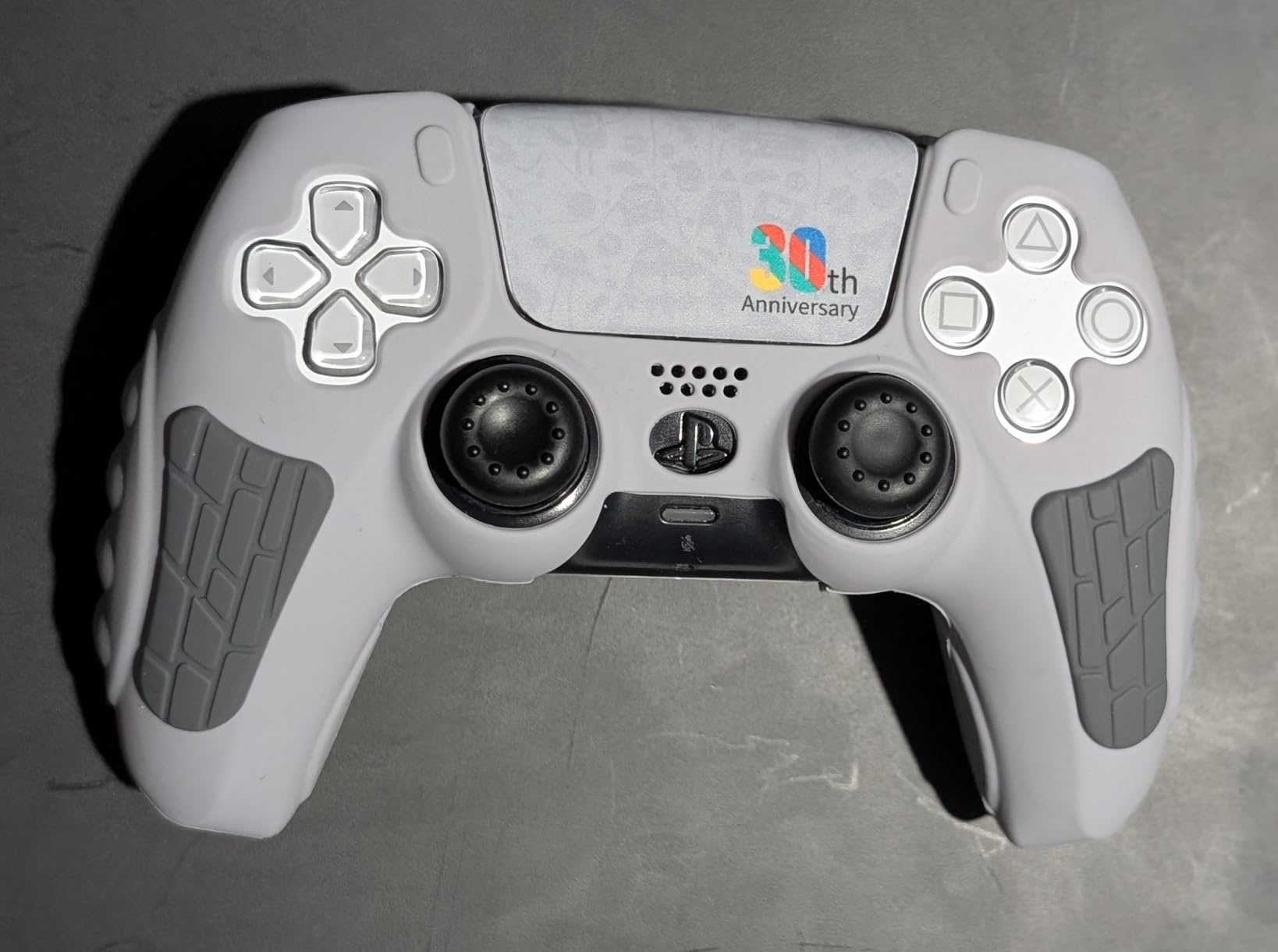 ECHZOVE PS5 Controller Cover Case – 30th Anniversary Limited Edition Protective Silicone Skin for PlayStation 5 Controller, Anti-Slip, Sweat-Resistant, Shockproof Grip Case (Light Grey) customer photo 1