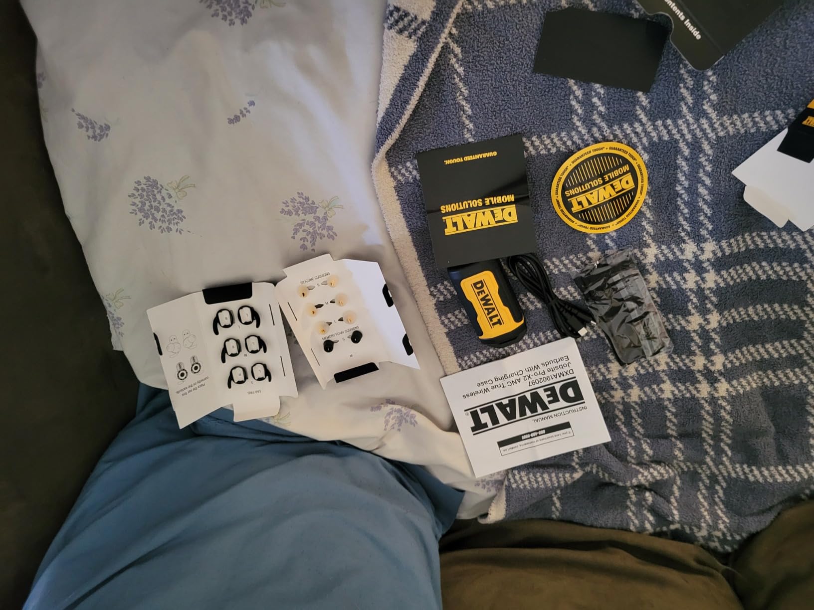 DEWALT Jobsite Pro X2 True Wireless Work Earbuds - ANC Active Noise Cancelling, Glove-Friendly Dial Control, 40+ Hour Runtime, IP54 Water Resistant, 4 EQ Modes, Bluetooth customer photo 1