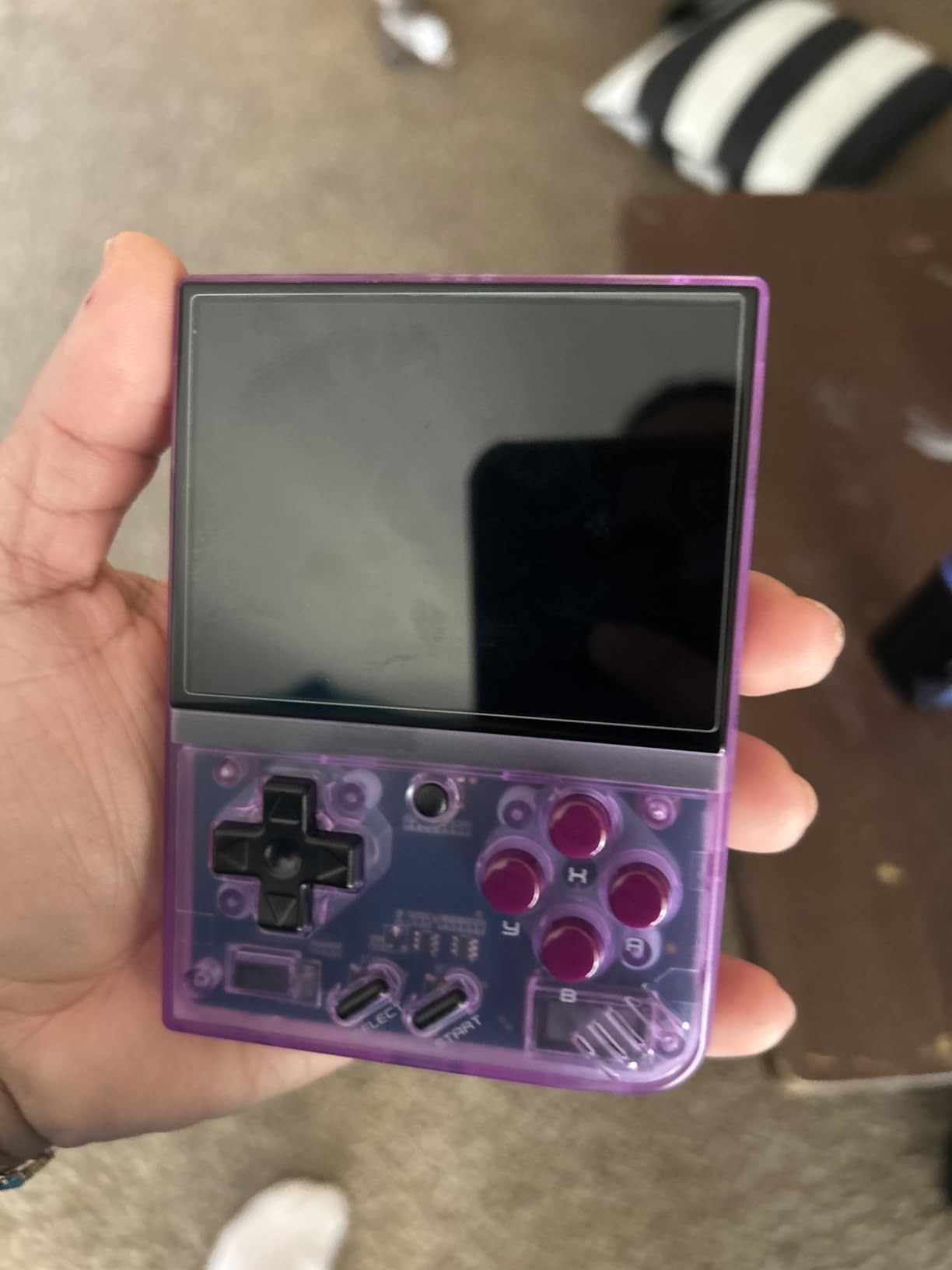 FINGEREVO Miyoo Mini Plus OnionOS Handheld Game Console 3.5-inch 640 * 480 Screen 3000mAh Miyoo-mini+ with Portable Case Transparent Purple customer photo 1
