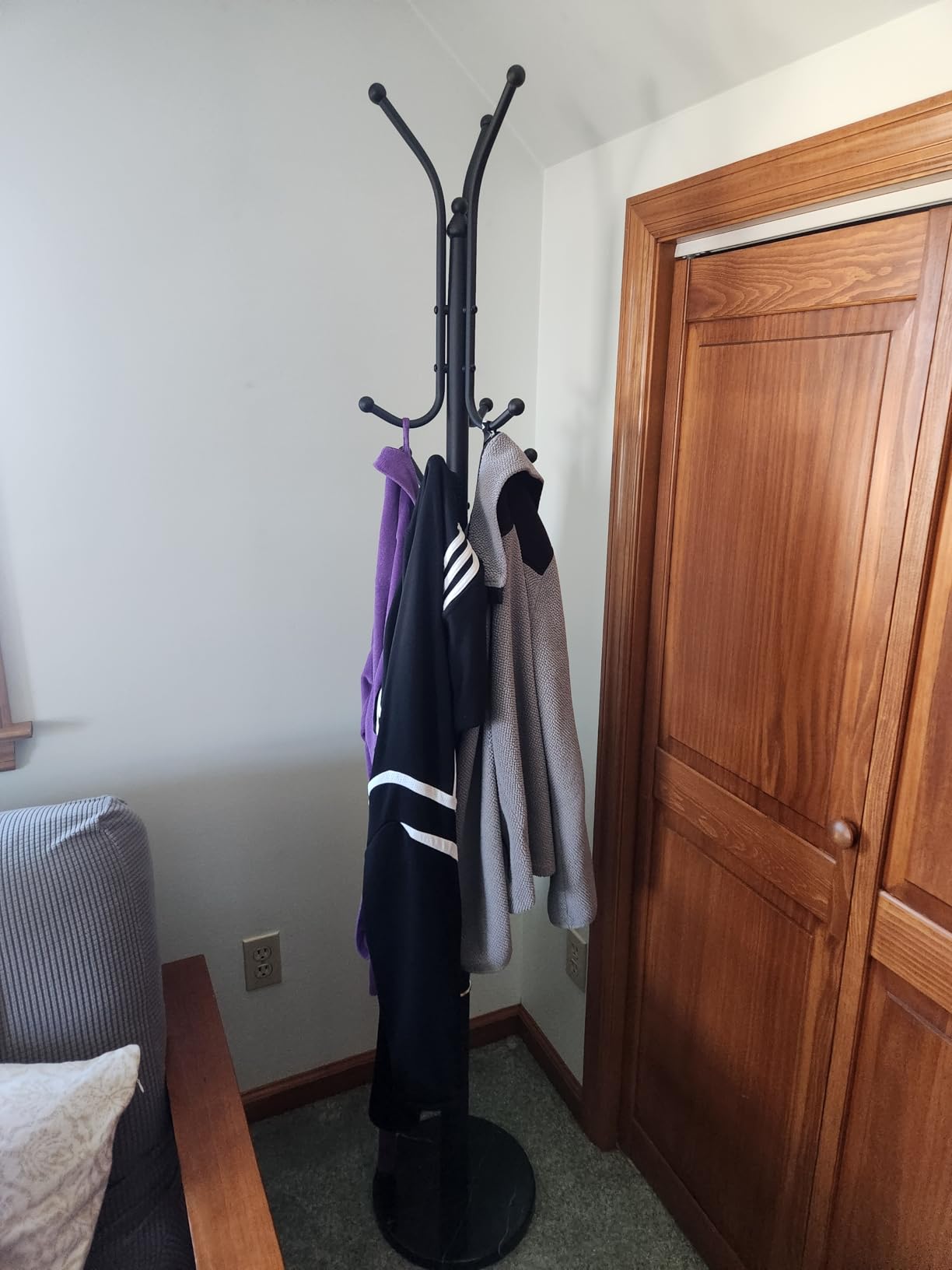 Yoobure Metal Coat Rack Freestanding with Marble Base, Coat Tree with 12 Hooks & Umbrella Holder, Coat Hanger Stand for Corner Entryway Bedroom Office, Heavy Duty Coat Rack Stand for Clothes Hats Bags customer photo 2