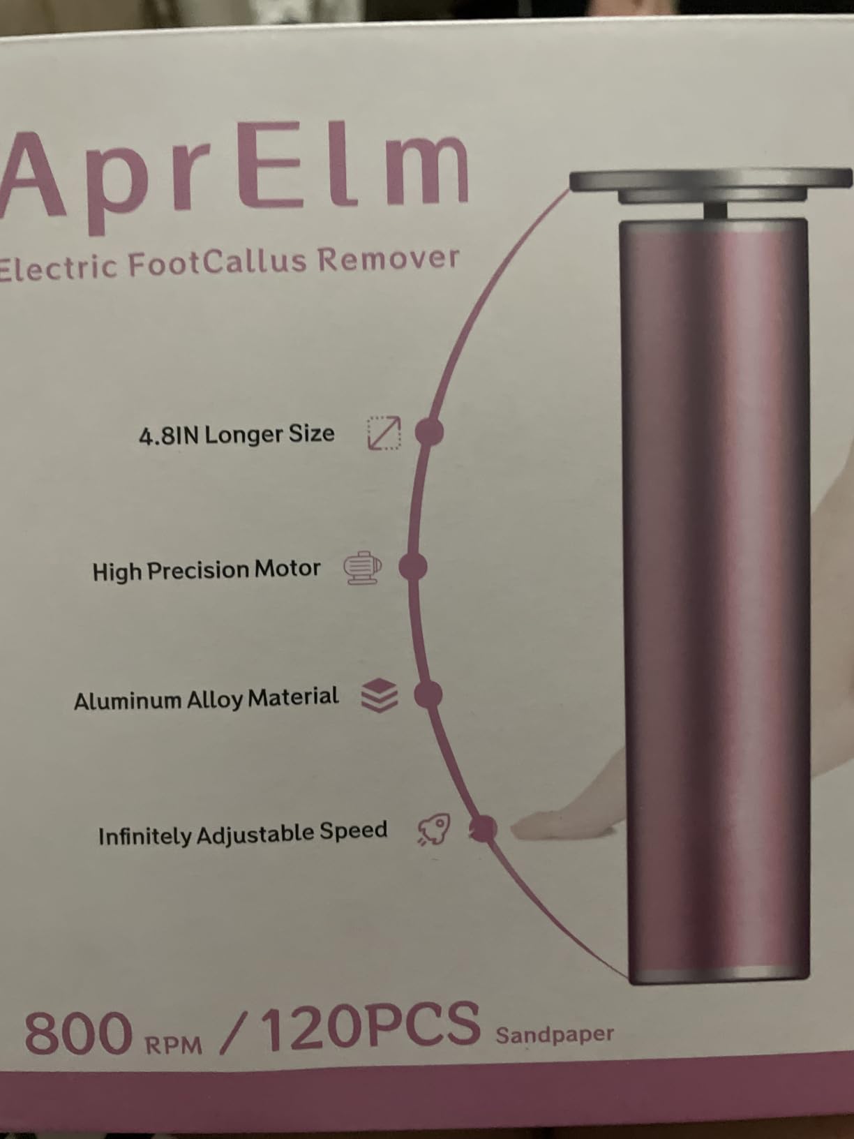 APRELM Electric Foot Callus Remover with 3-Sizes 60pcs Sandpaper Discs, 4.8IN Longer Professional Aluminum Electric Foot File for Dead Skin customer photo 2