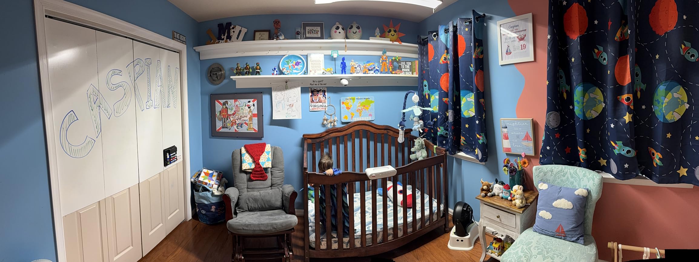 Kids Space Themed Blackout Curtains - 100% Blackout, Perfect for Bedroom and Nursery with Vibrant Cosmos Patterns, Noise Reduction, Thermal Insulated, 2 Panels (Space, W42×L63) customer photo 1