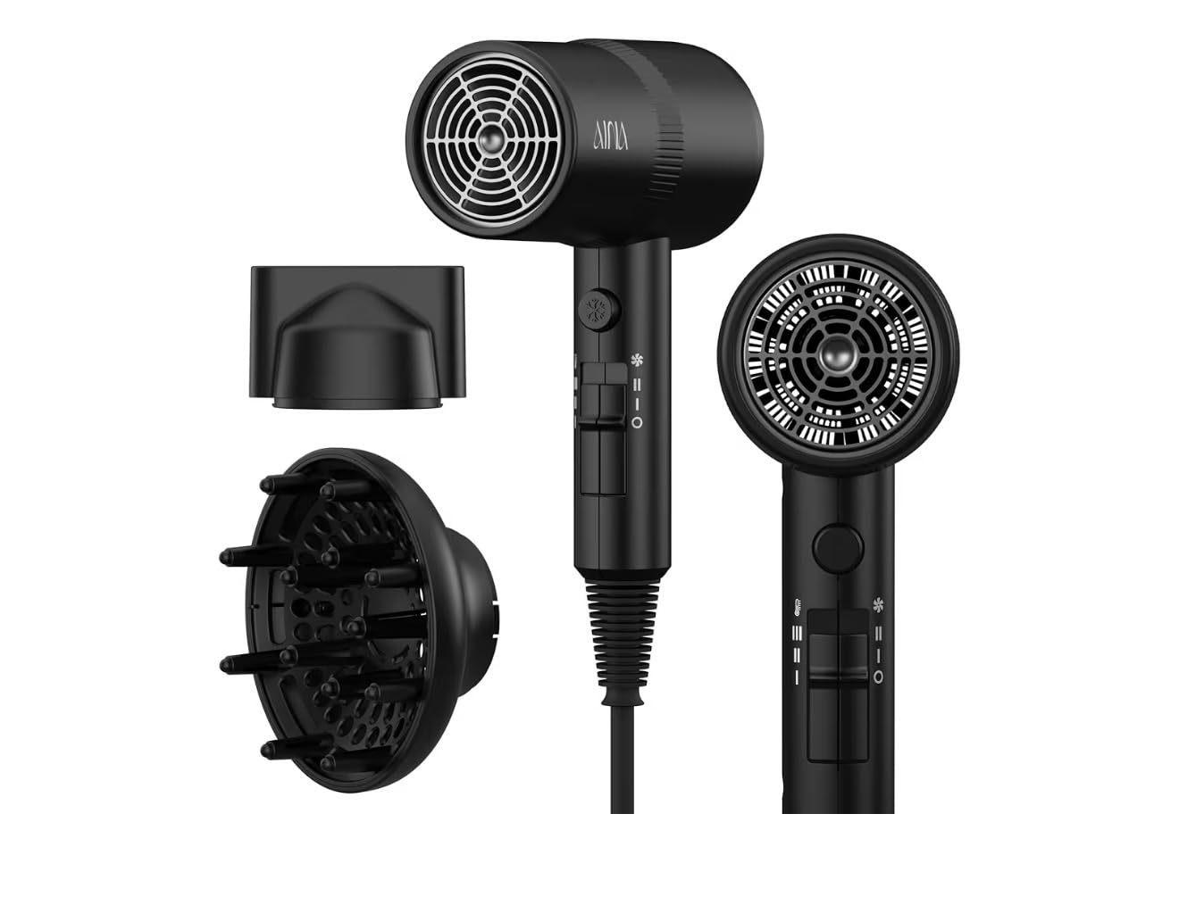 AINA Diffuser Hair Dryer Full-Featured Blow Dryer 110V/1600W(Vader Black) customer photo 1
