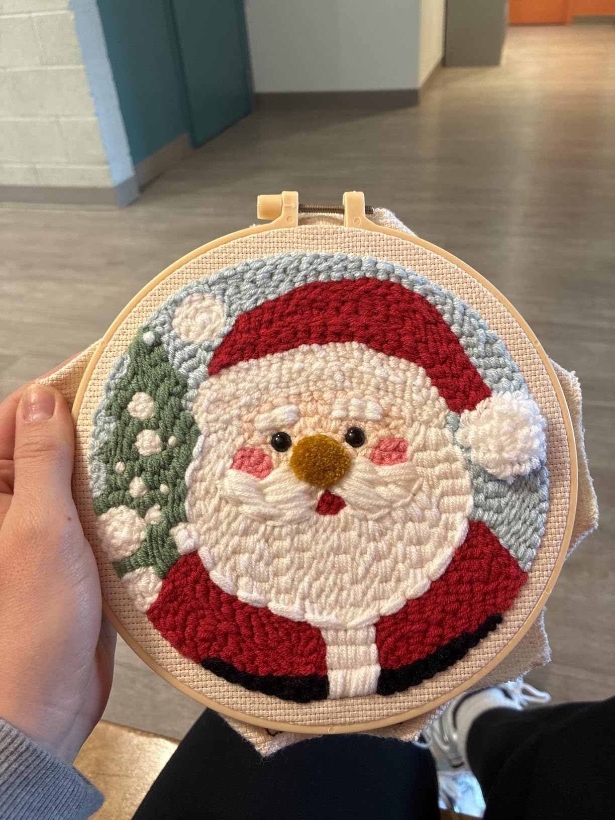 DIY Punch Needle Kits Santa Claus with Hoop 20x20cm-9 customer photo 1