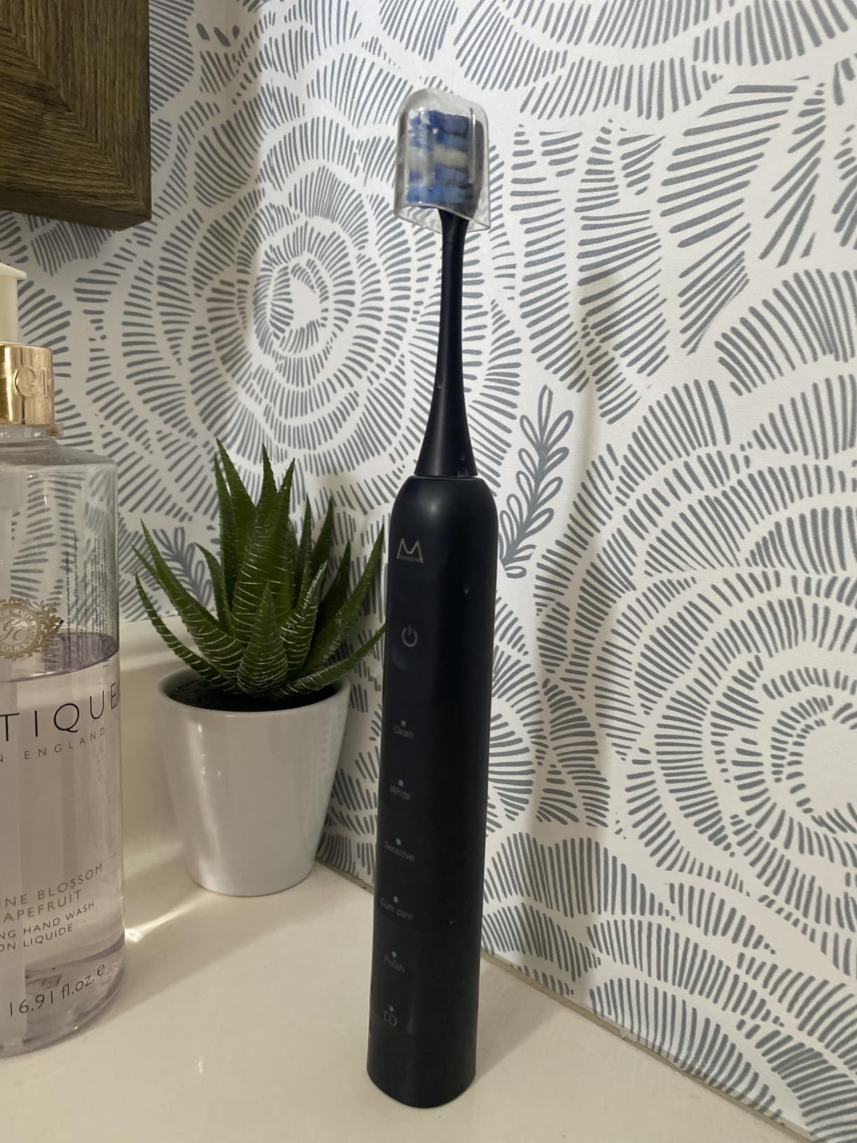 Electric Toothbrush for Adults, Rechargeable Sonic Toothbrush with 180 Days Battery Life, 5 Modes, 48000VPM Motor, Smart Timer, IPX8 Waterproof, 4 Brush Heads and Travel Case, Midnight Blue customer photo 1