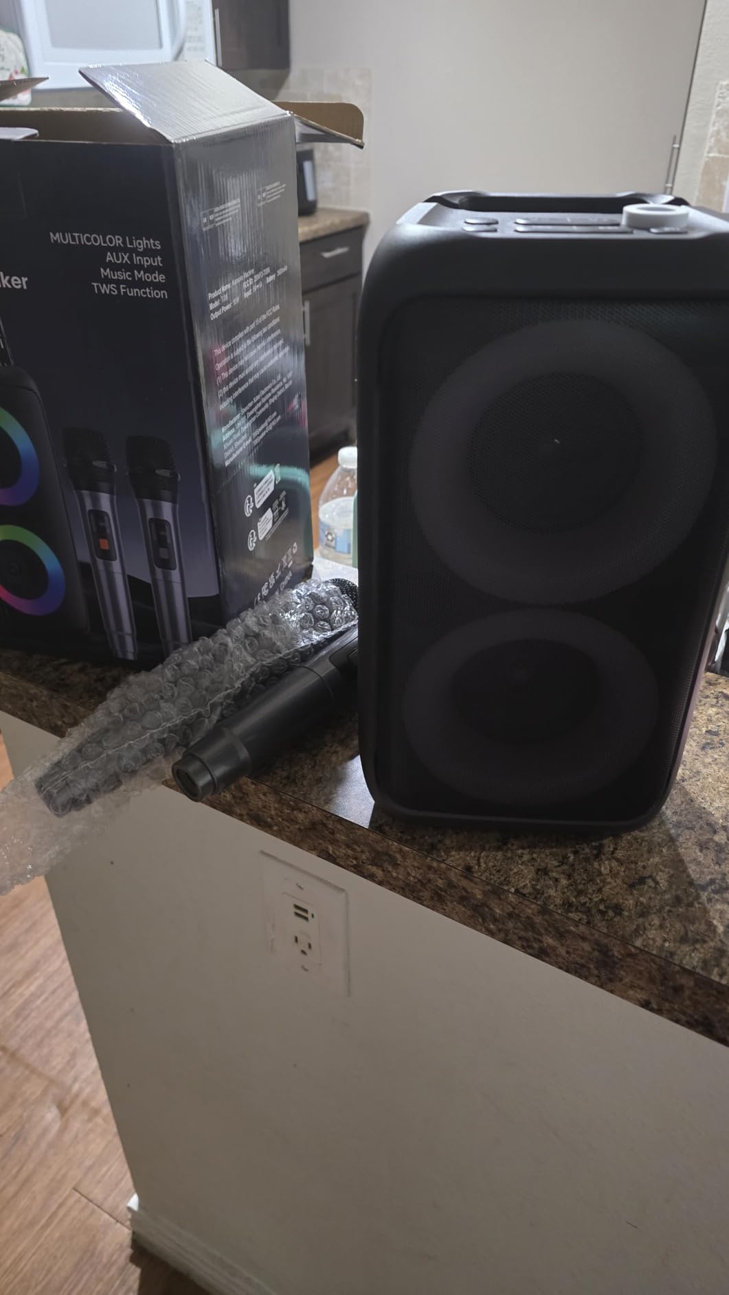 Karaoke Machine for Adults Kids, Portable Bluetooth Speaker with 2 Wireless Microphones, TWS Mode & LED Light, 10H Battery PA System, Home Party Outdoor Camping Birthday (2 Mics) customer photo 2